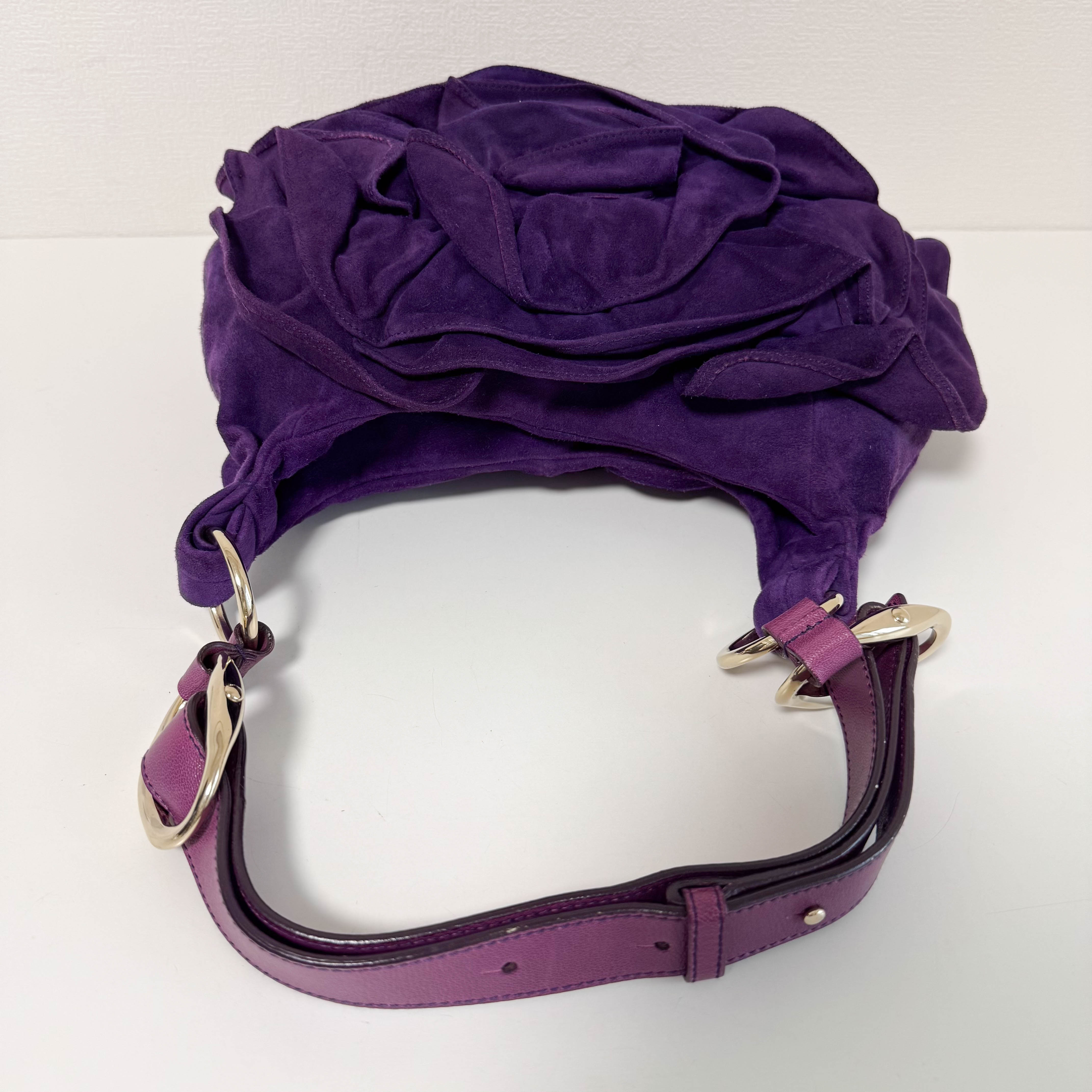YSL Rive Gauche Purple Suede Shoulder Bag
