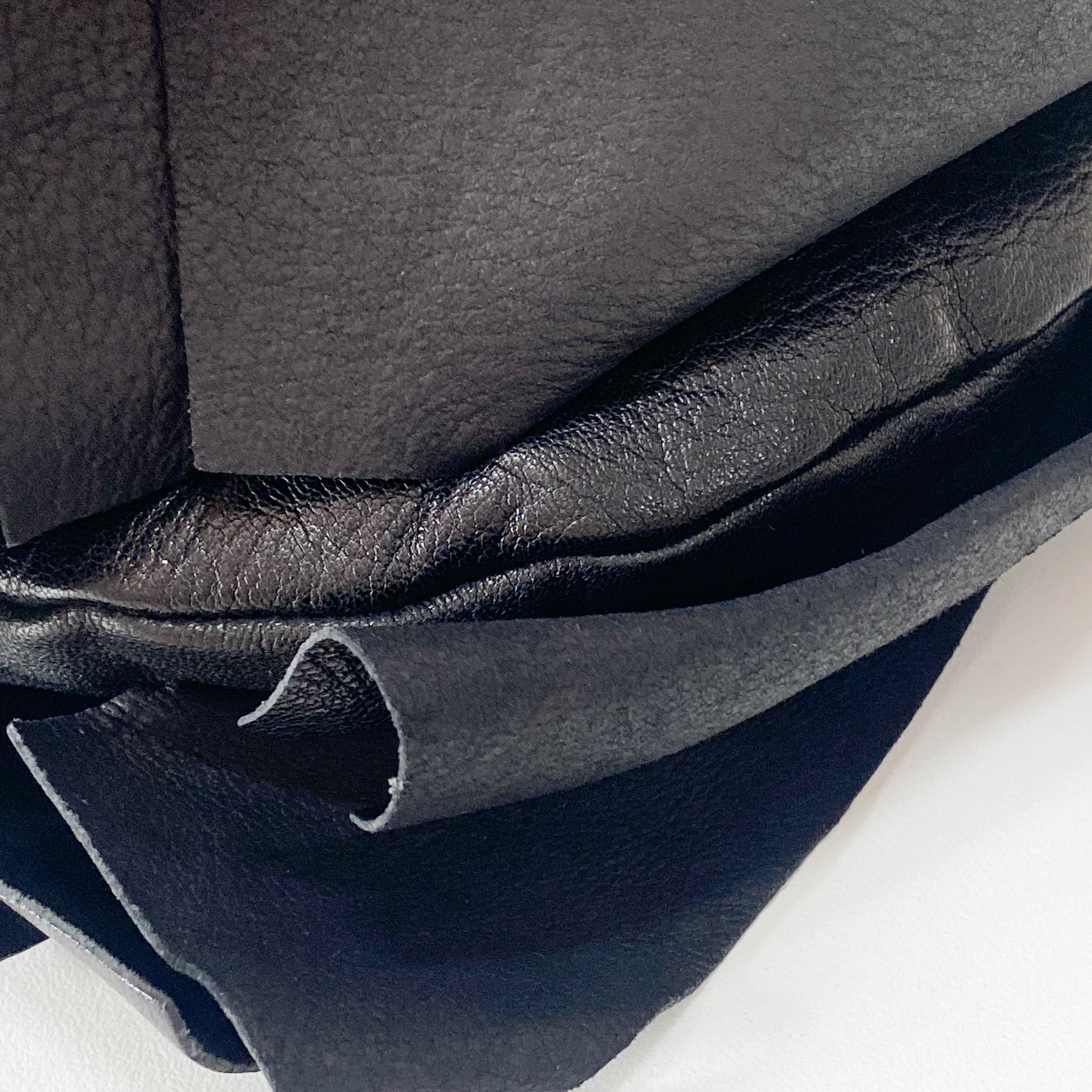 Rive Gauche Fringe Small Black Leather Shoulder Bag