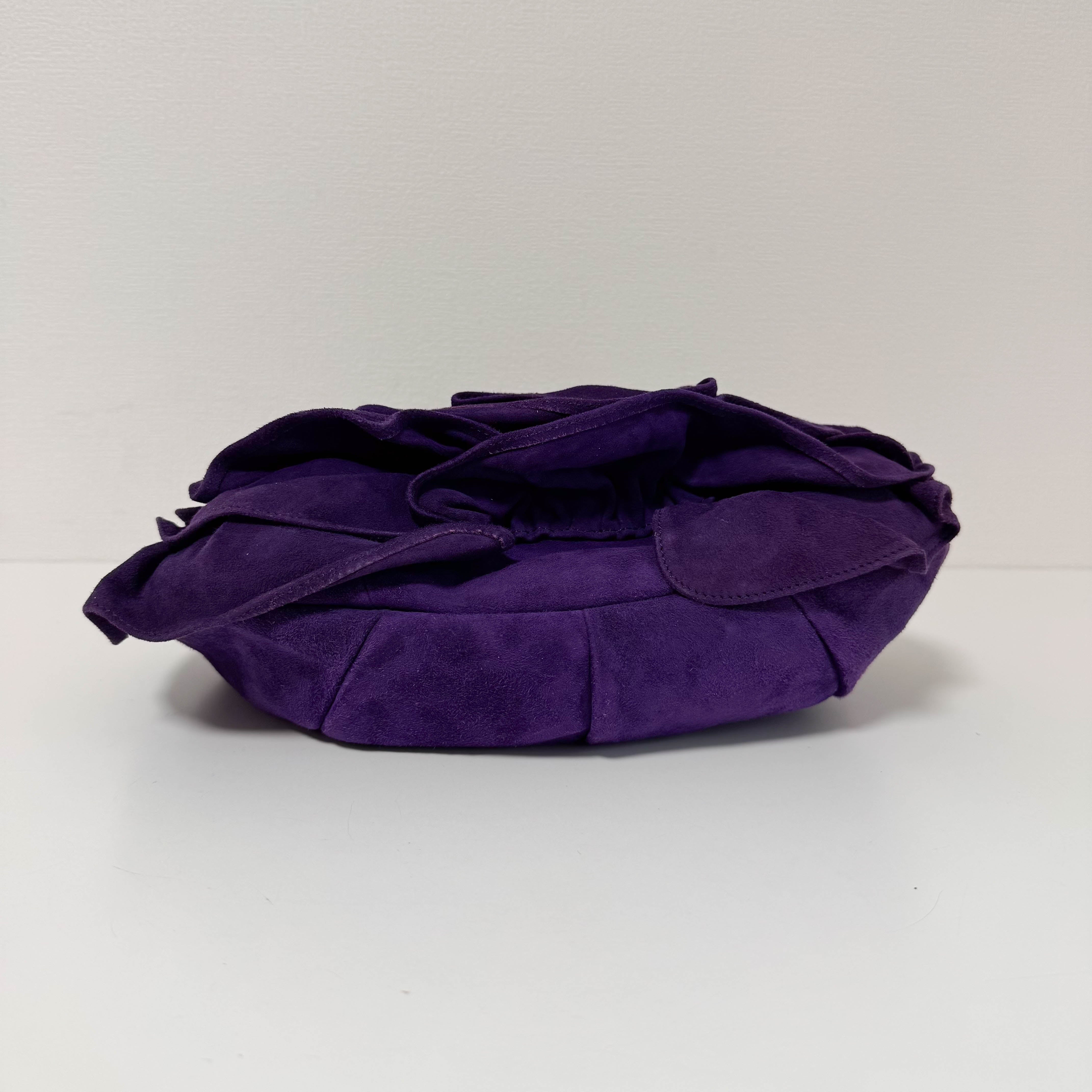 YSL Rive Gauche Purple Suede Shoulder Bag