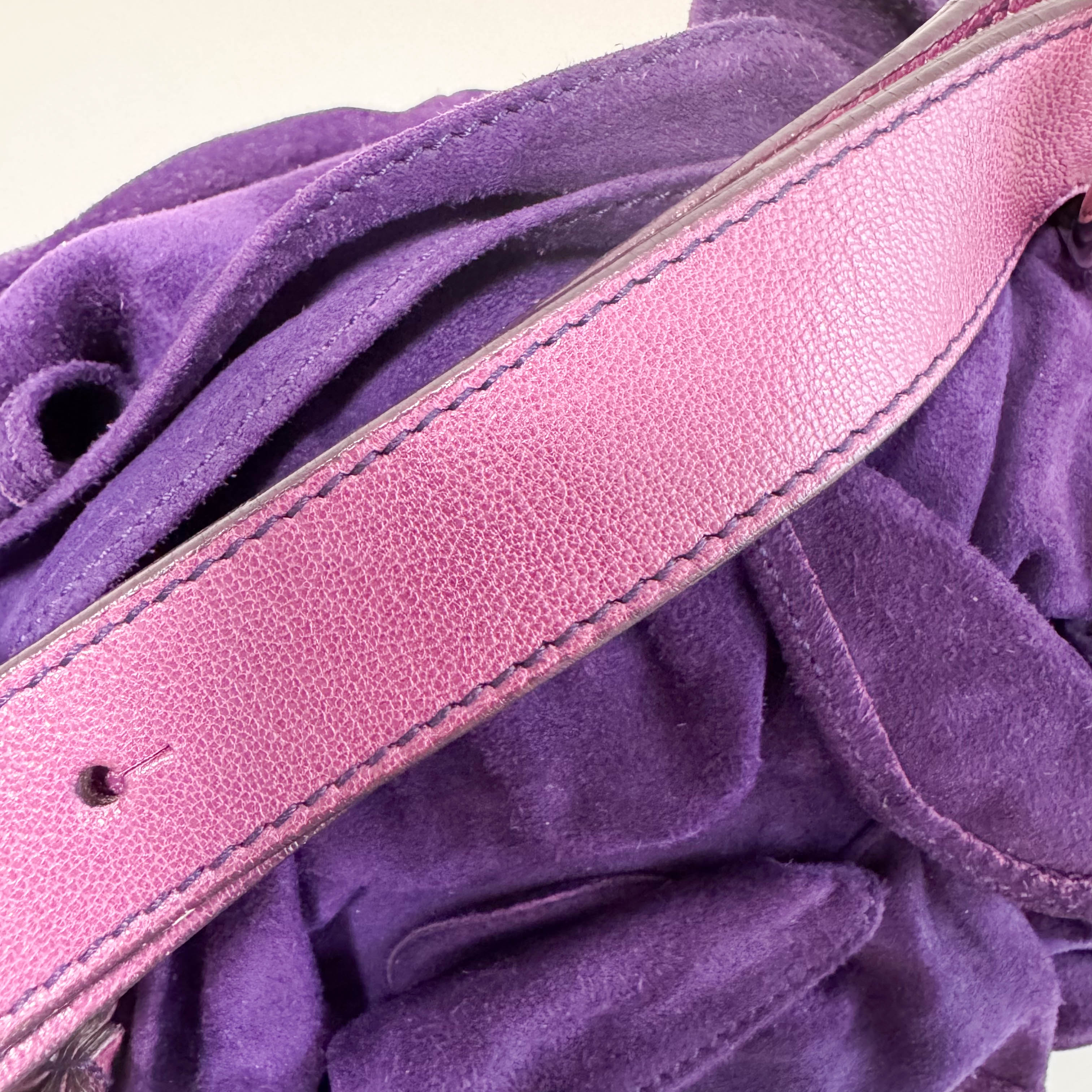 YSL Rive Gauche Purple Suede Shoulder Bag