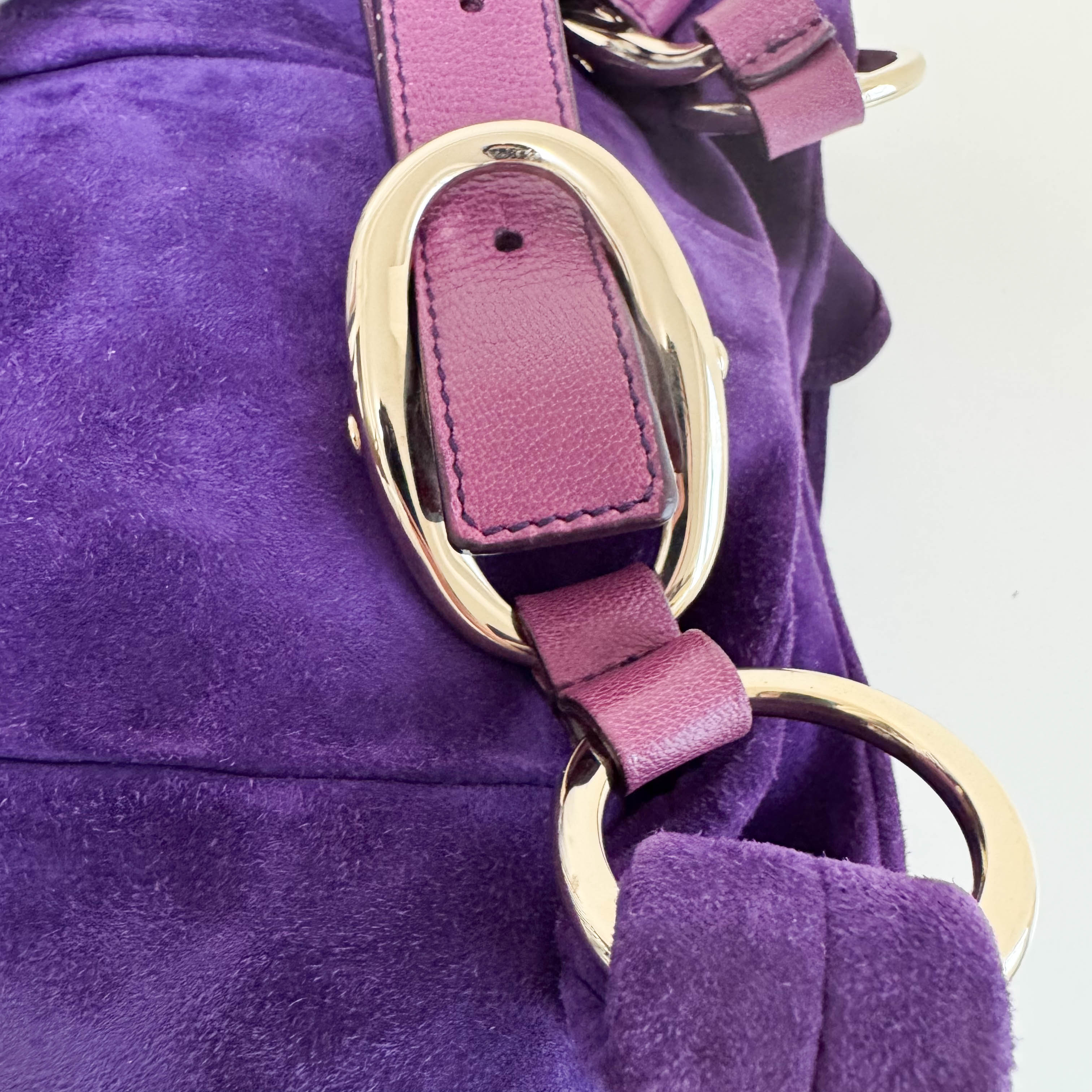 YSL Rive Gauche Purple Suede Shoulder Bag