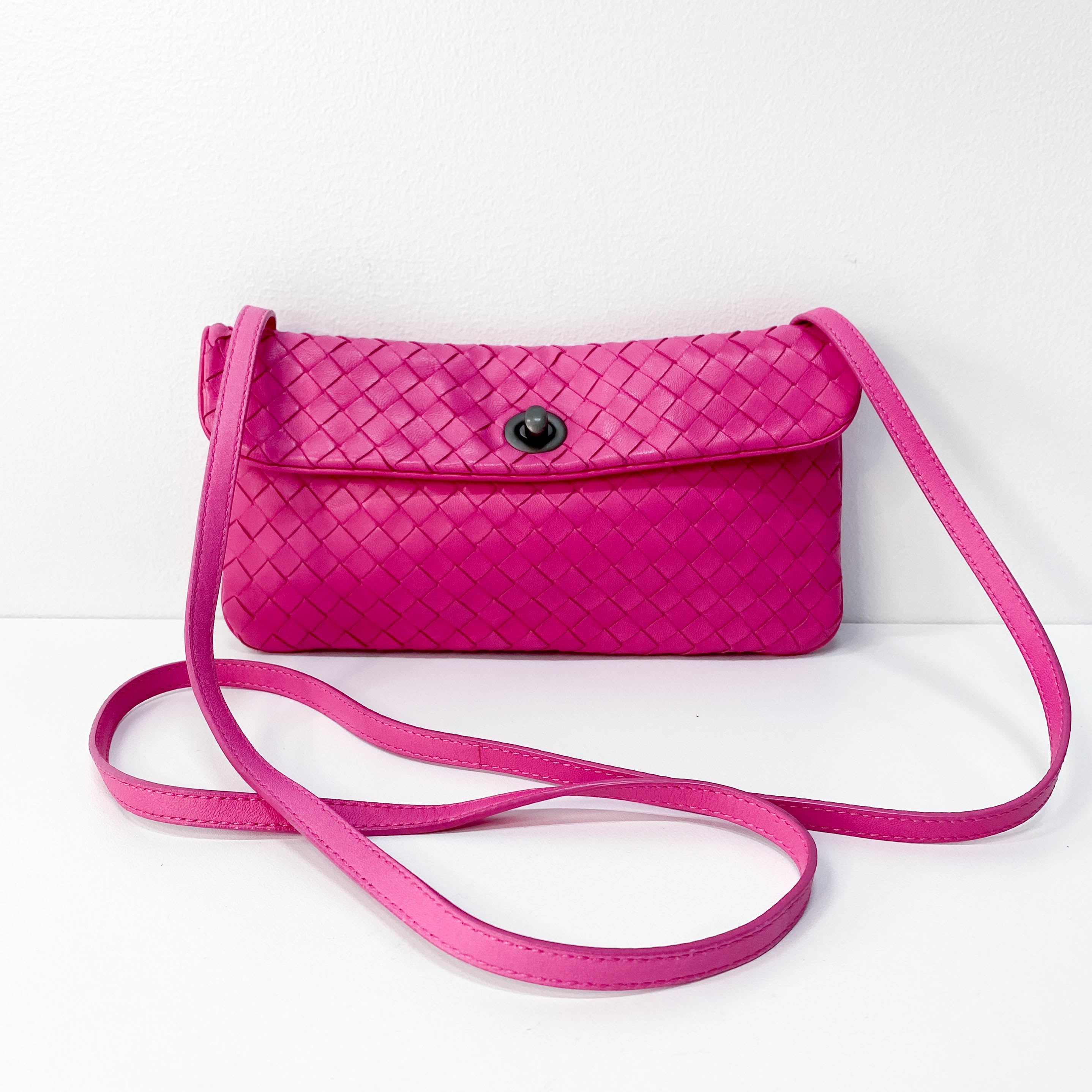 Intrecciato Pink Leather Bag