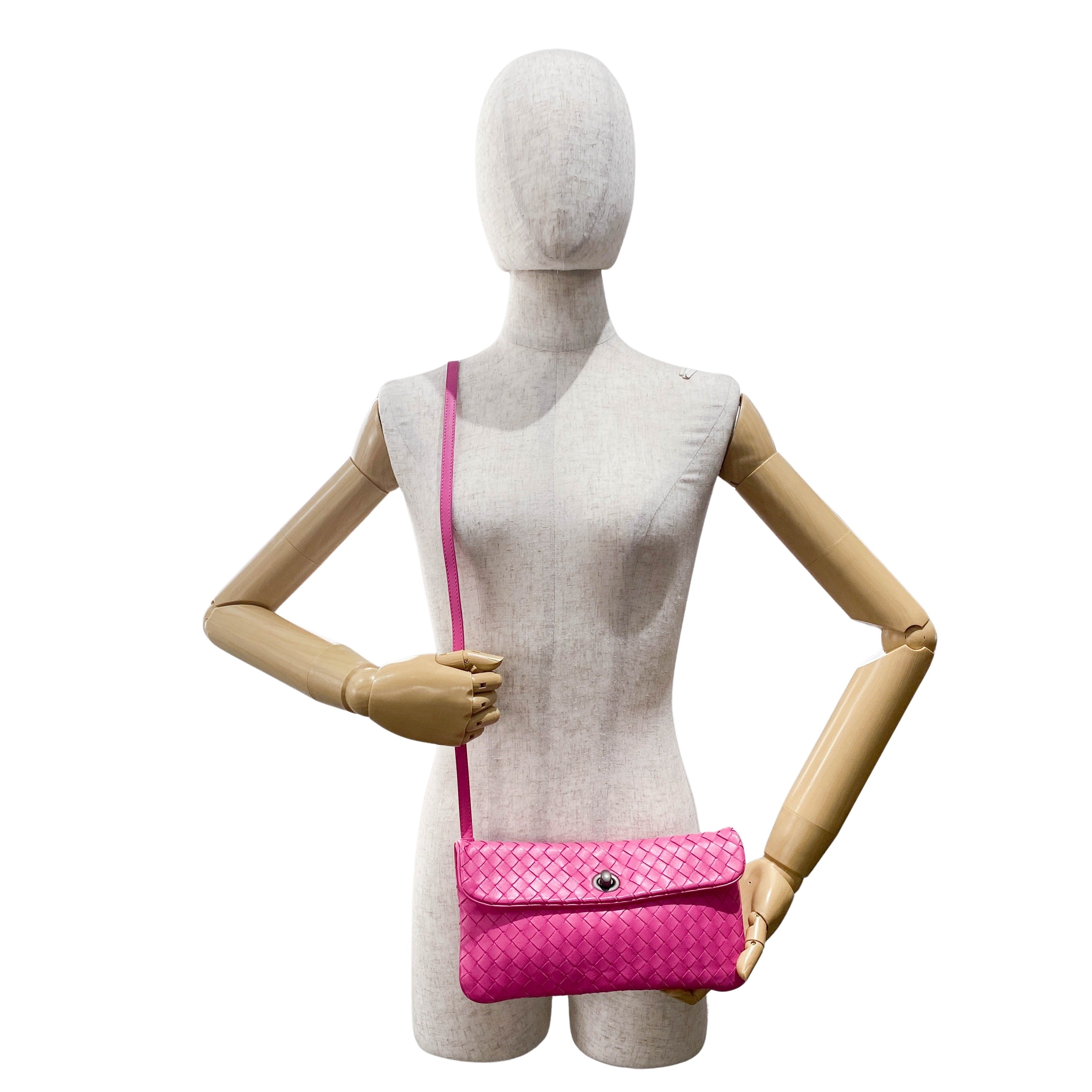 Intrecciato Pink Leather Bag