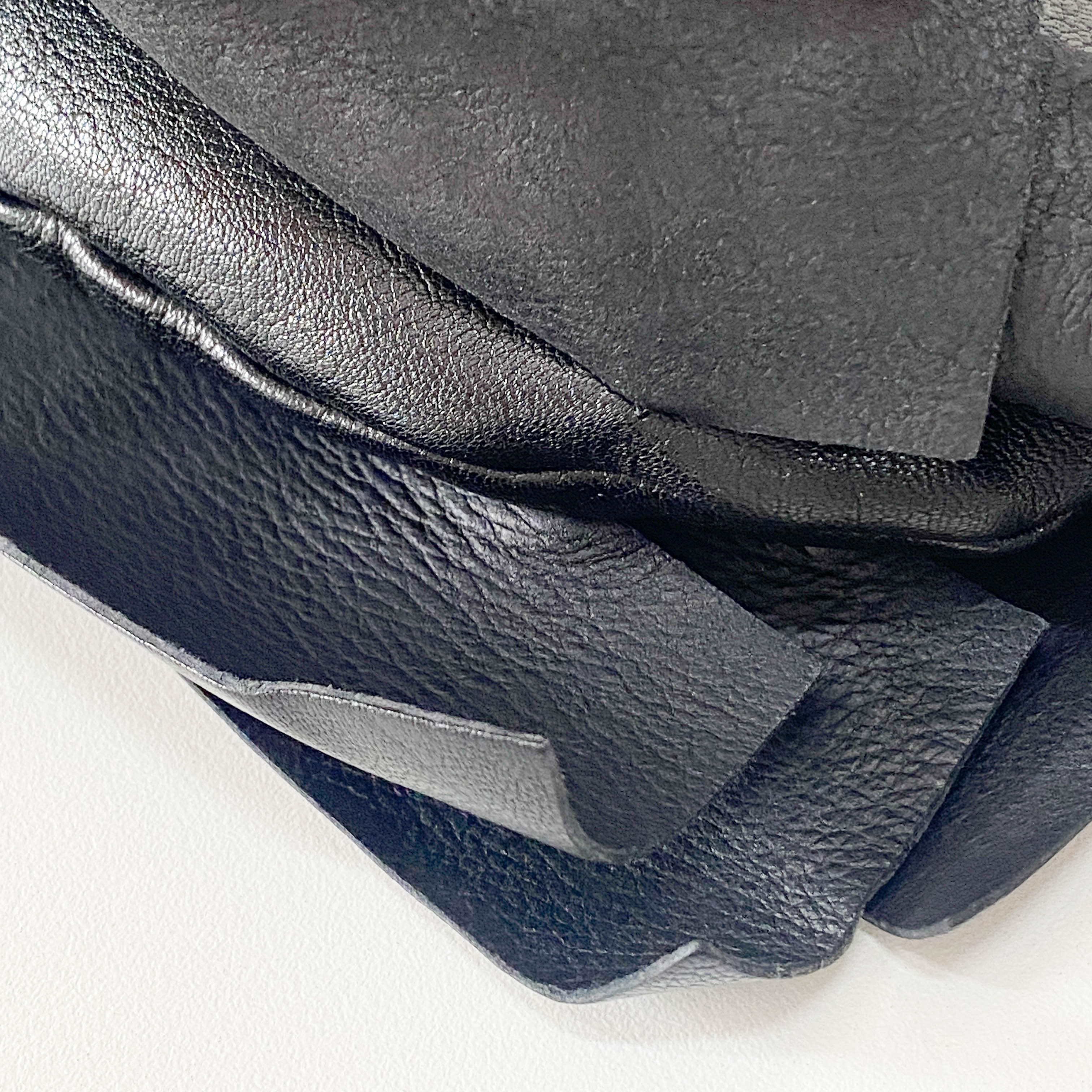 Rive Gauche Fringe Small Black Leather Shoulder Bag