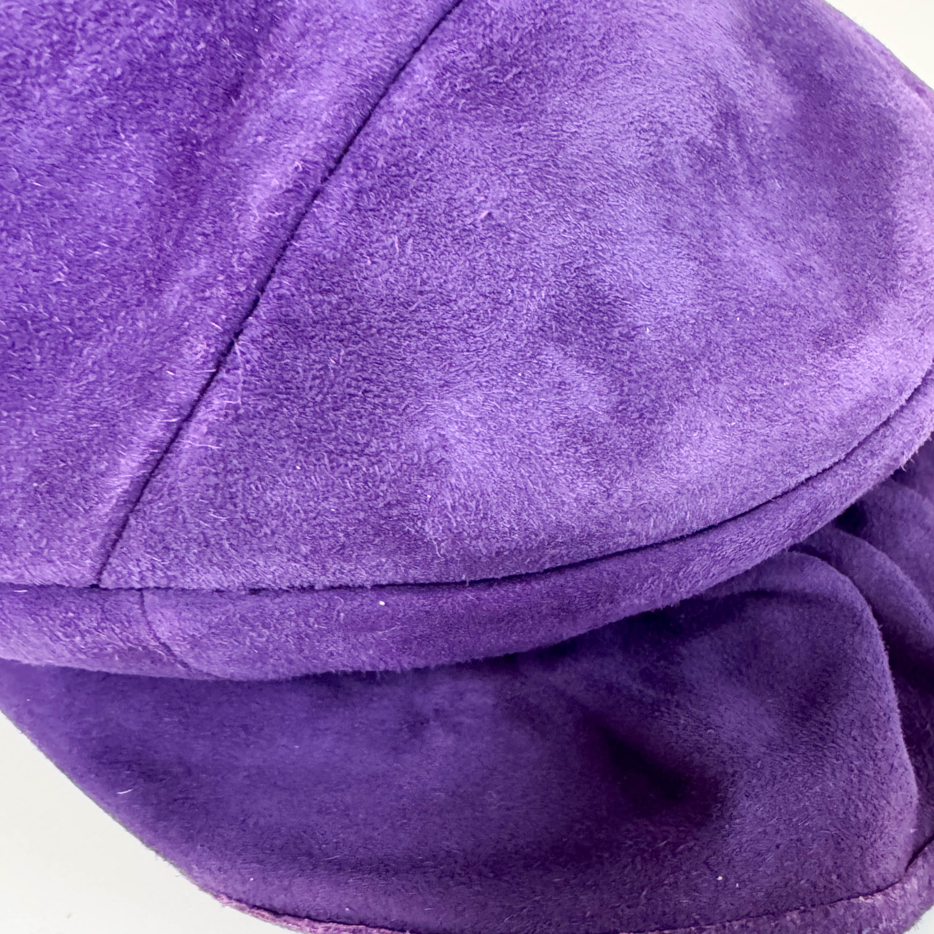 YSL Rive Gauche Purple Suede Shoulder Bag