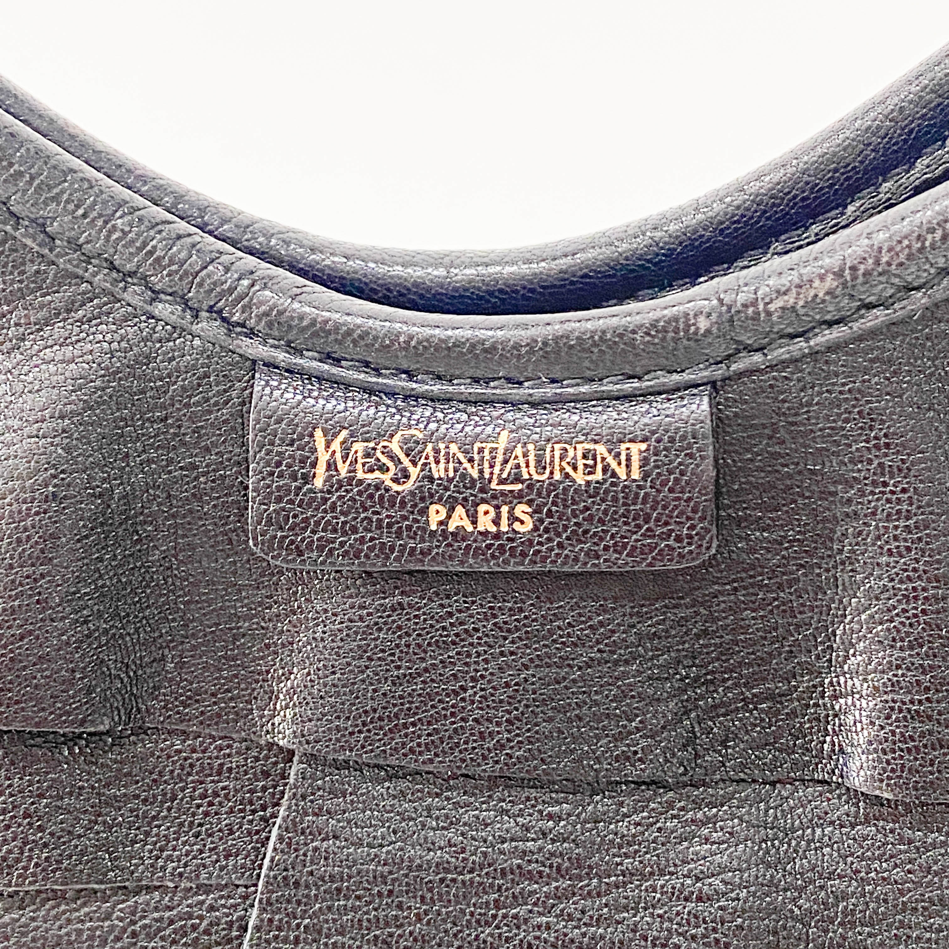 Rive Gauche Fringe Small Black Leather Shoulder Bag