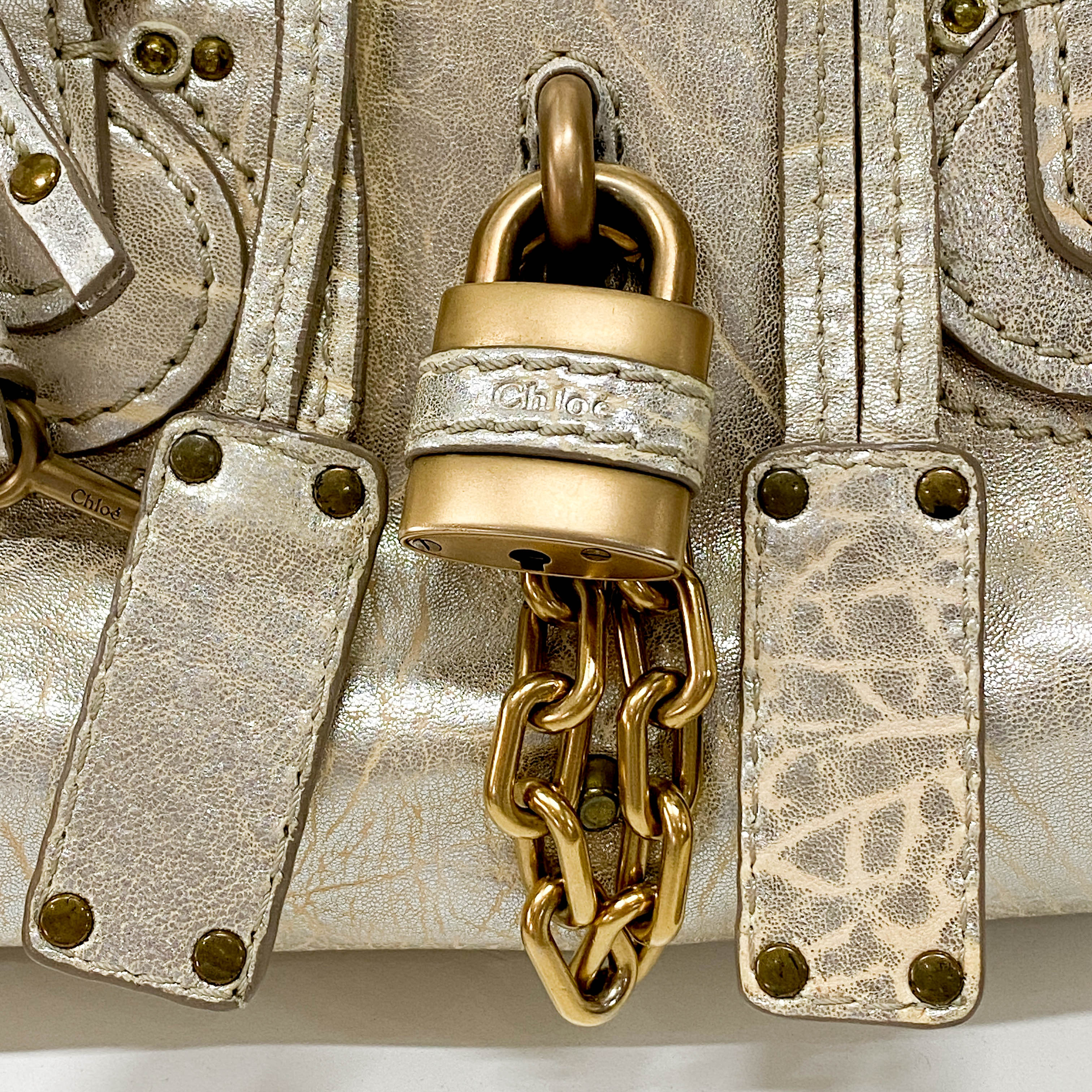 Paddington Mini Gold Leather Shoulder Bag