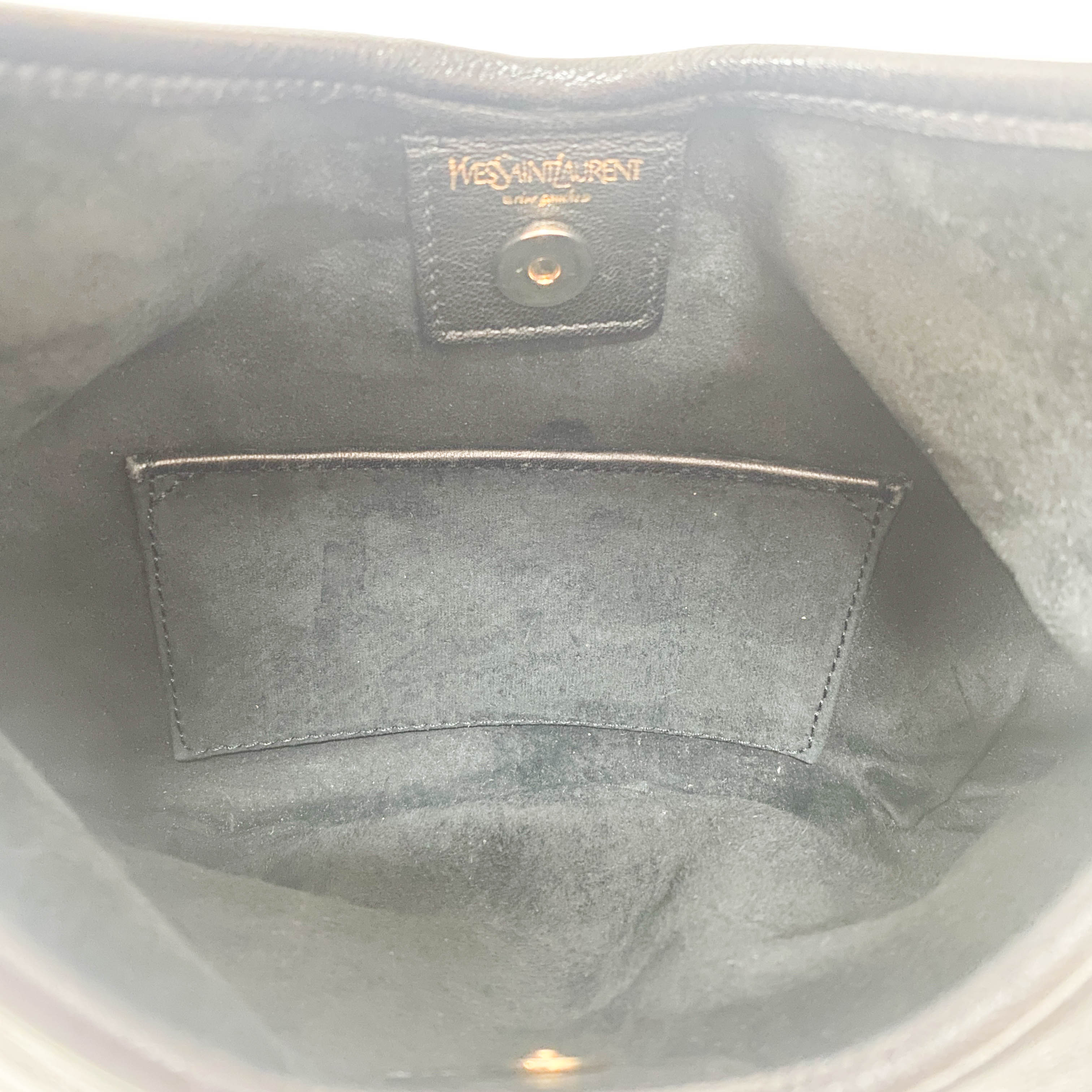 Rive Gauche Fringe Small Black Leather Shoulder Bag