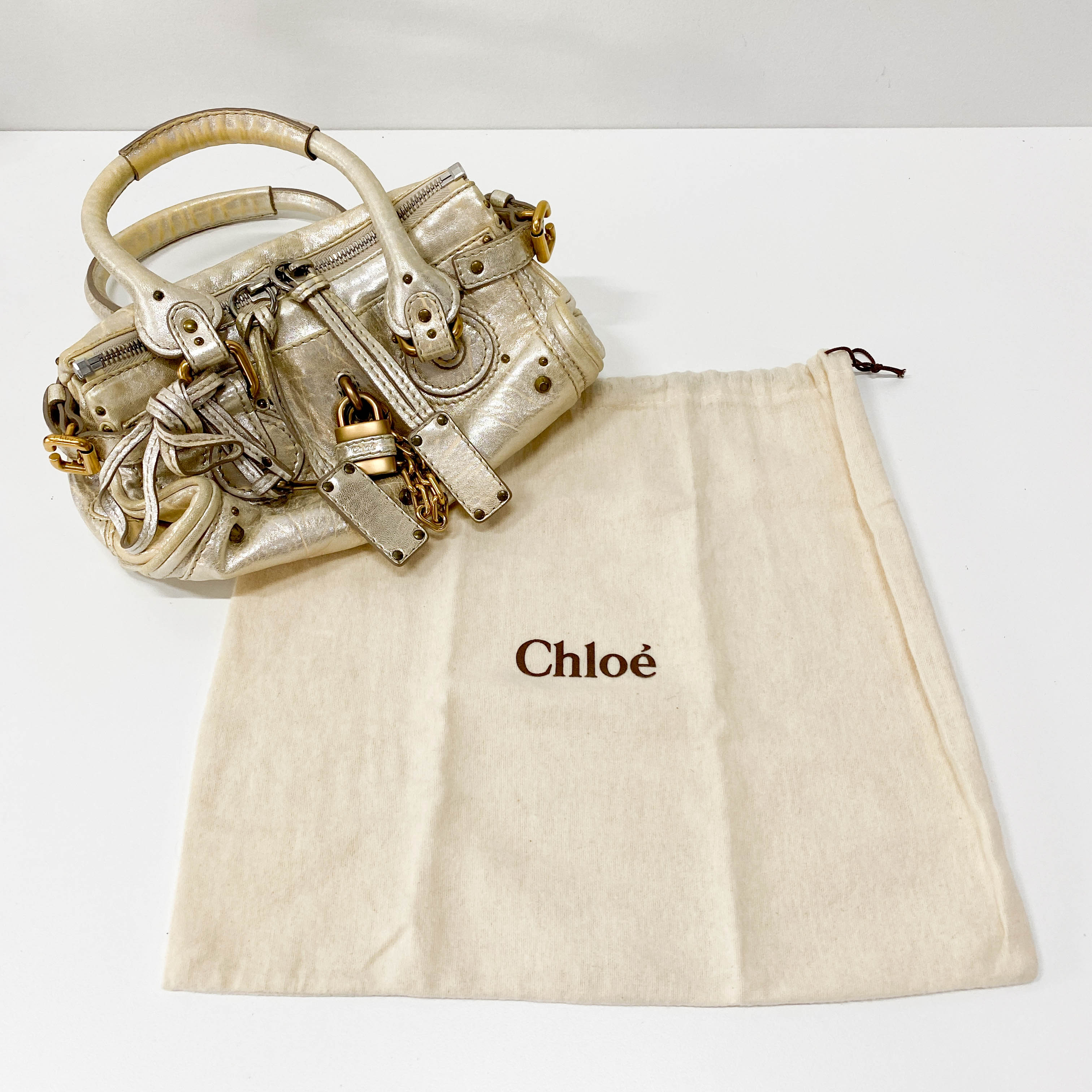 Paddington Mini Gold Leather Shoulder Bag