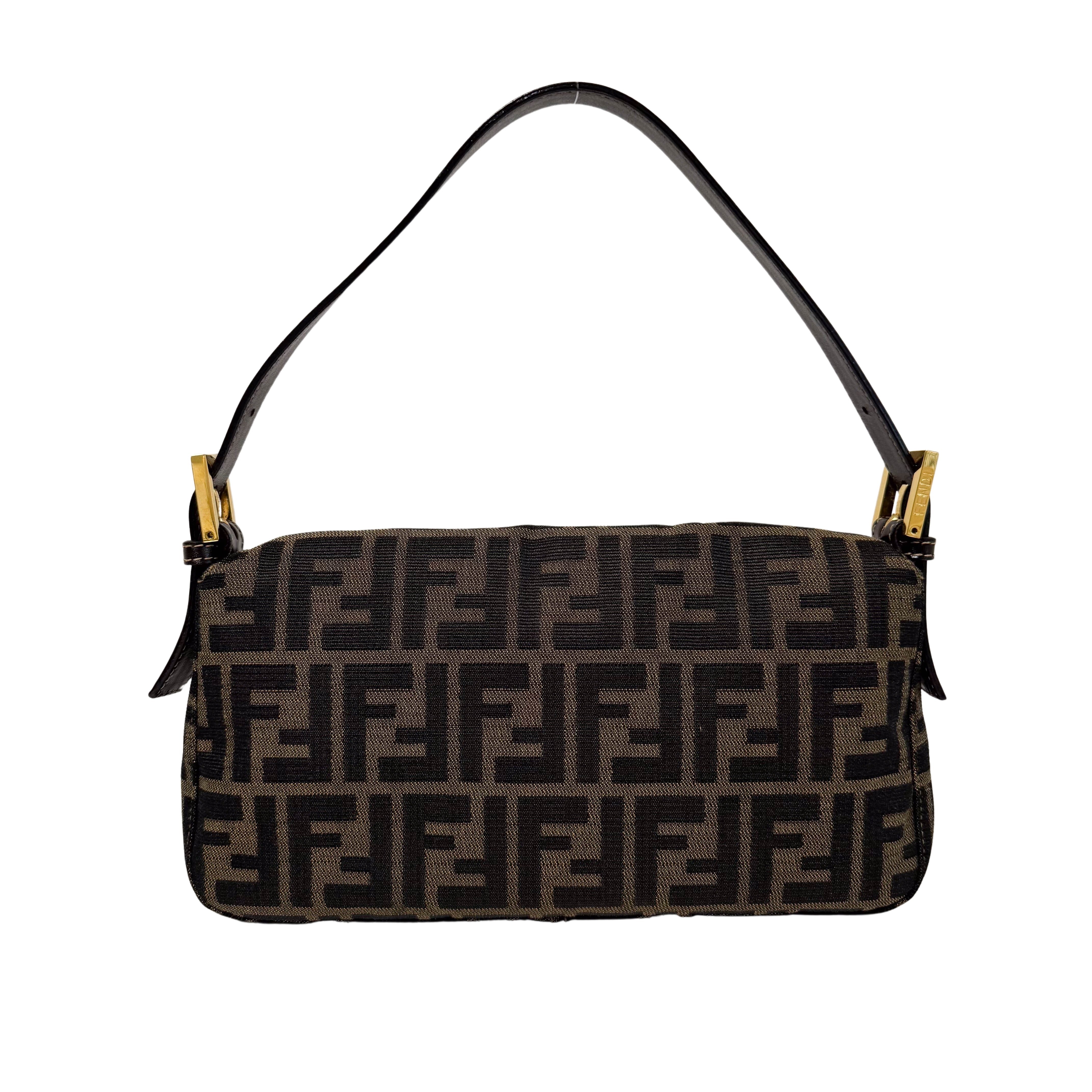 Baguette Zucca Brown Canvas with Gold Harware Shoulder Bag