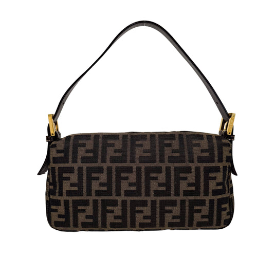 Baguette Zucca Brown Canvas with Gold Harware Shoulder Bag