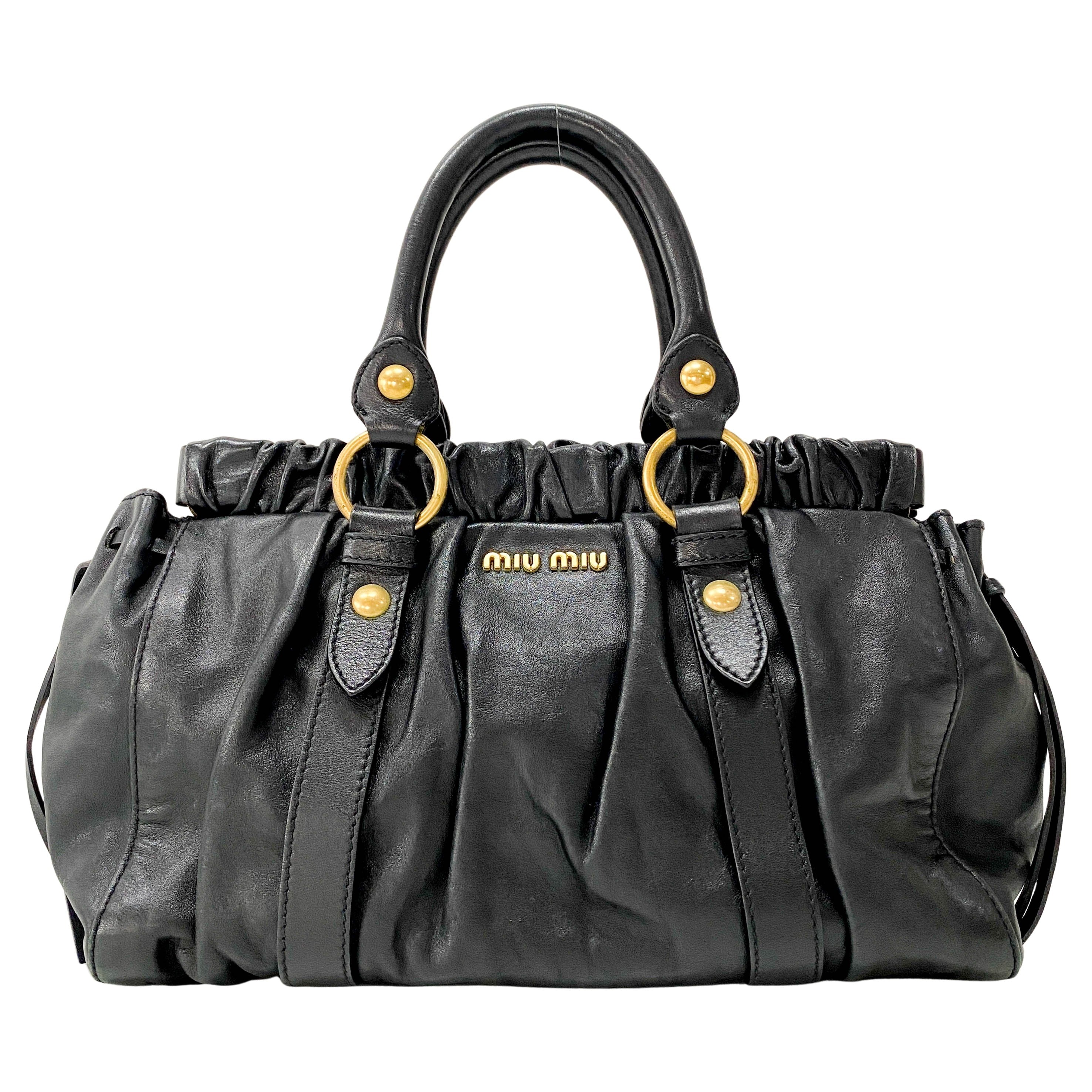 Vitello Black Leather Two Way Bag