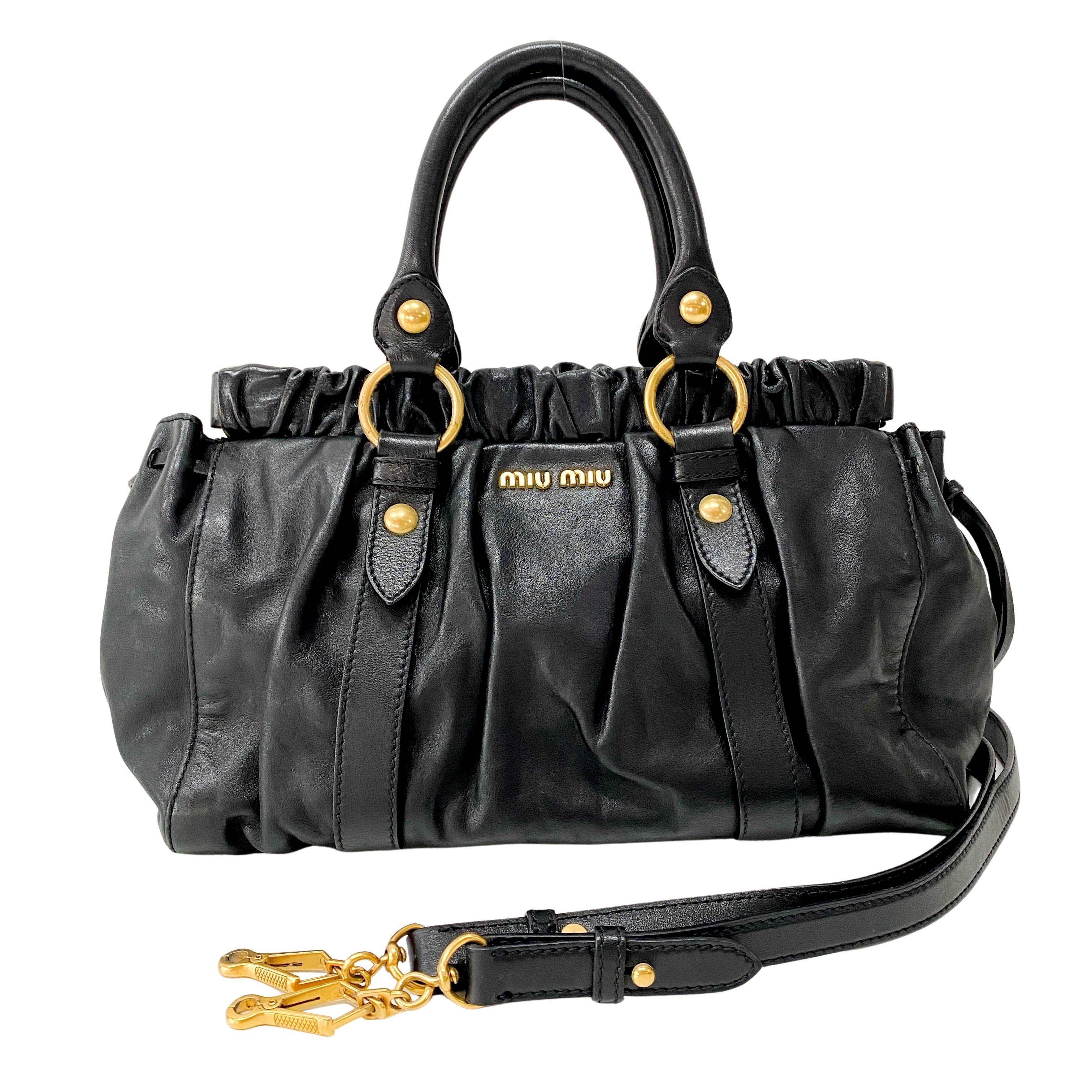 Vitello Black Leather Two Way Bag