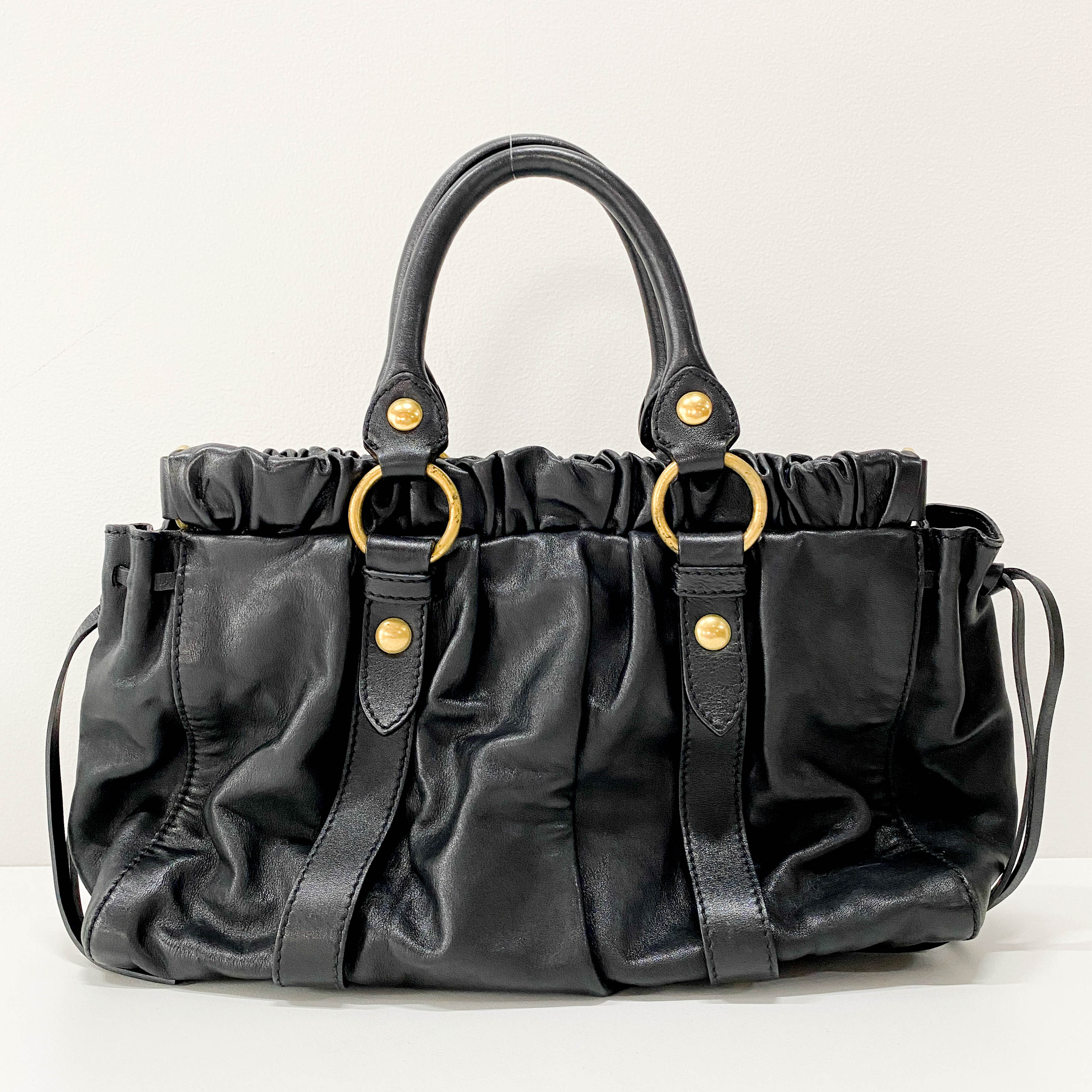 Vitello Black Leather Two Way Bag