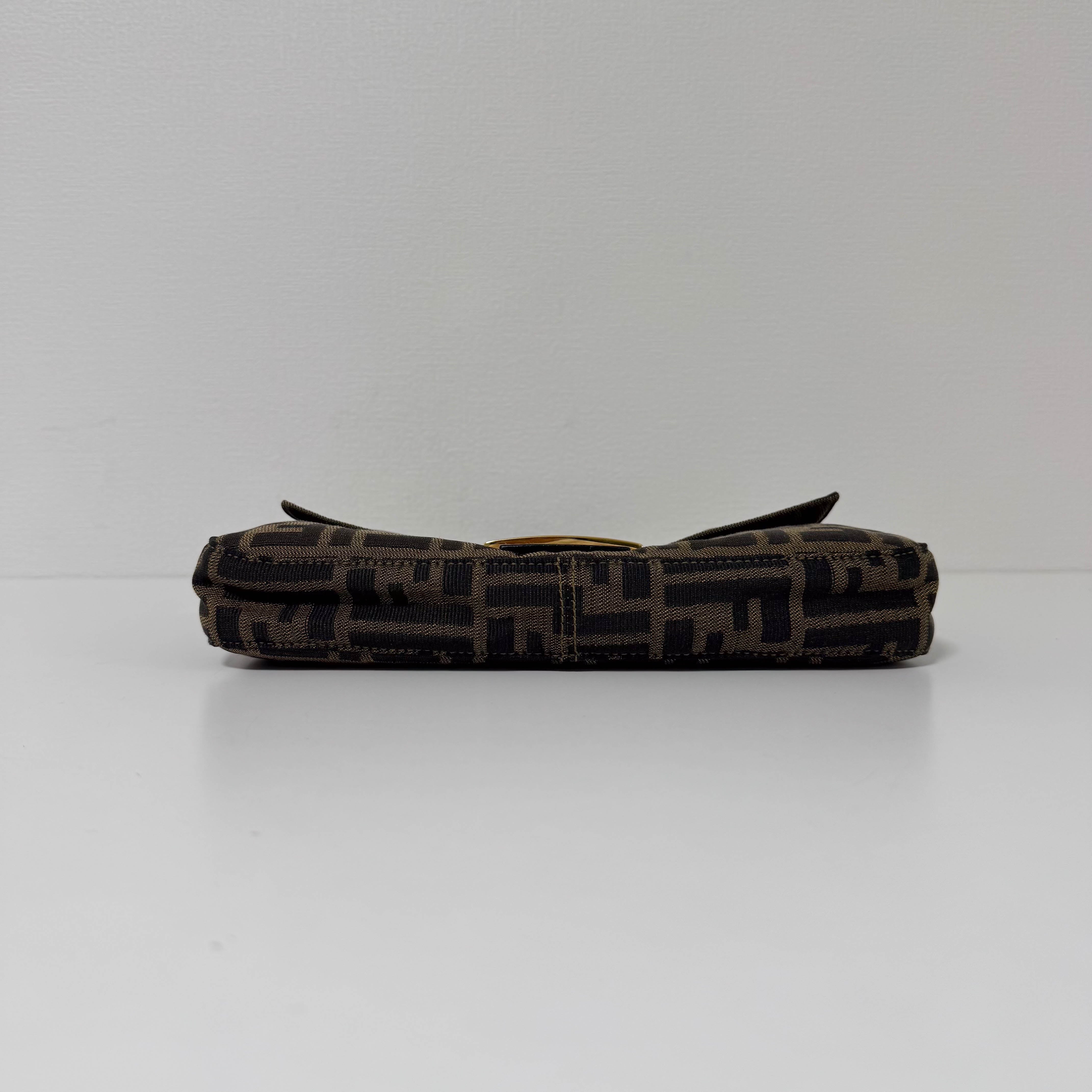 Baguette Zucca Brown Canvas with Gold Harware Shoulder Bag