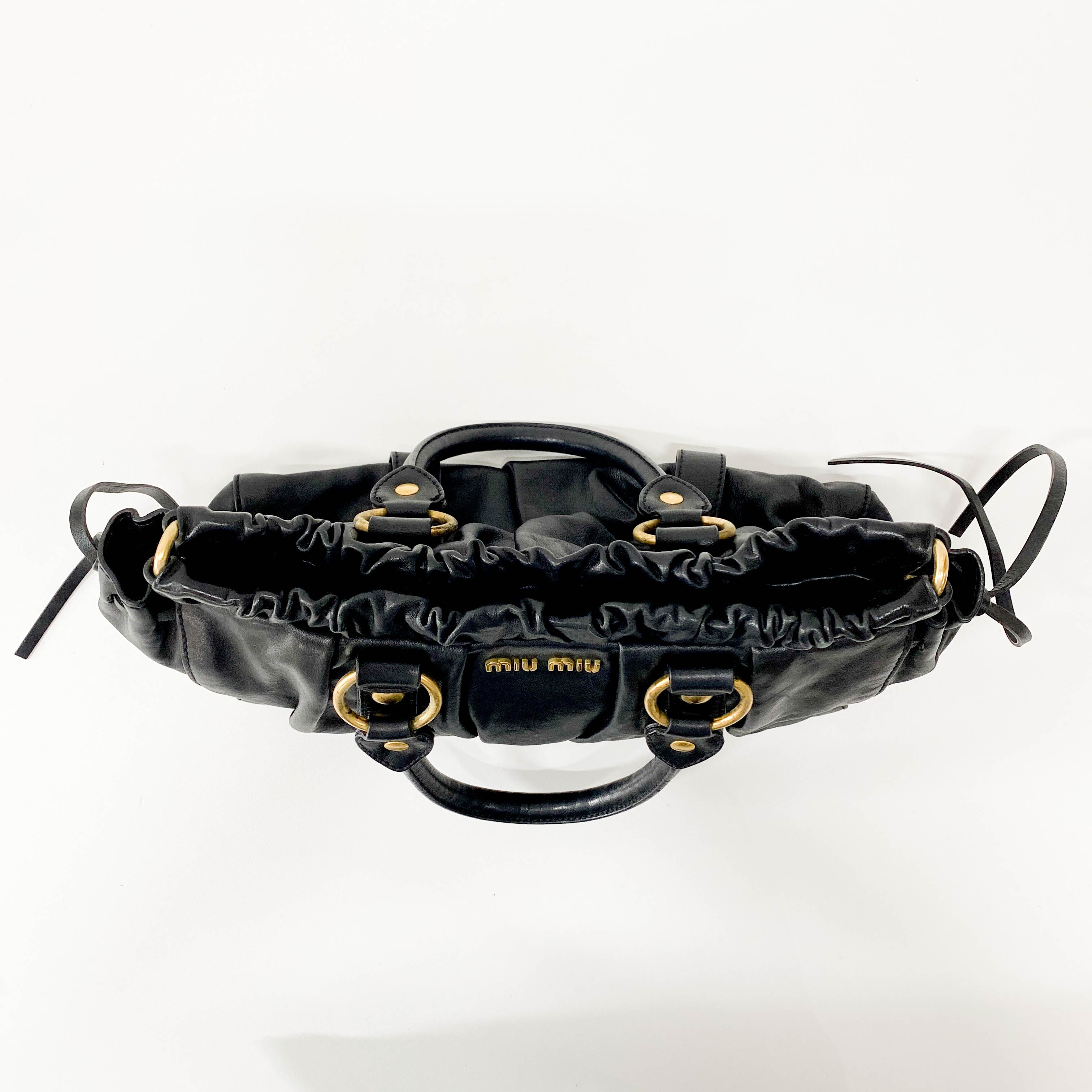 Vitello Black Leather Two Way Bag