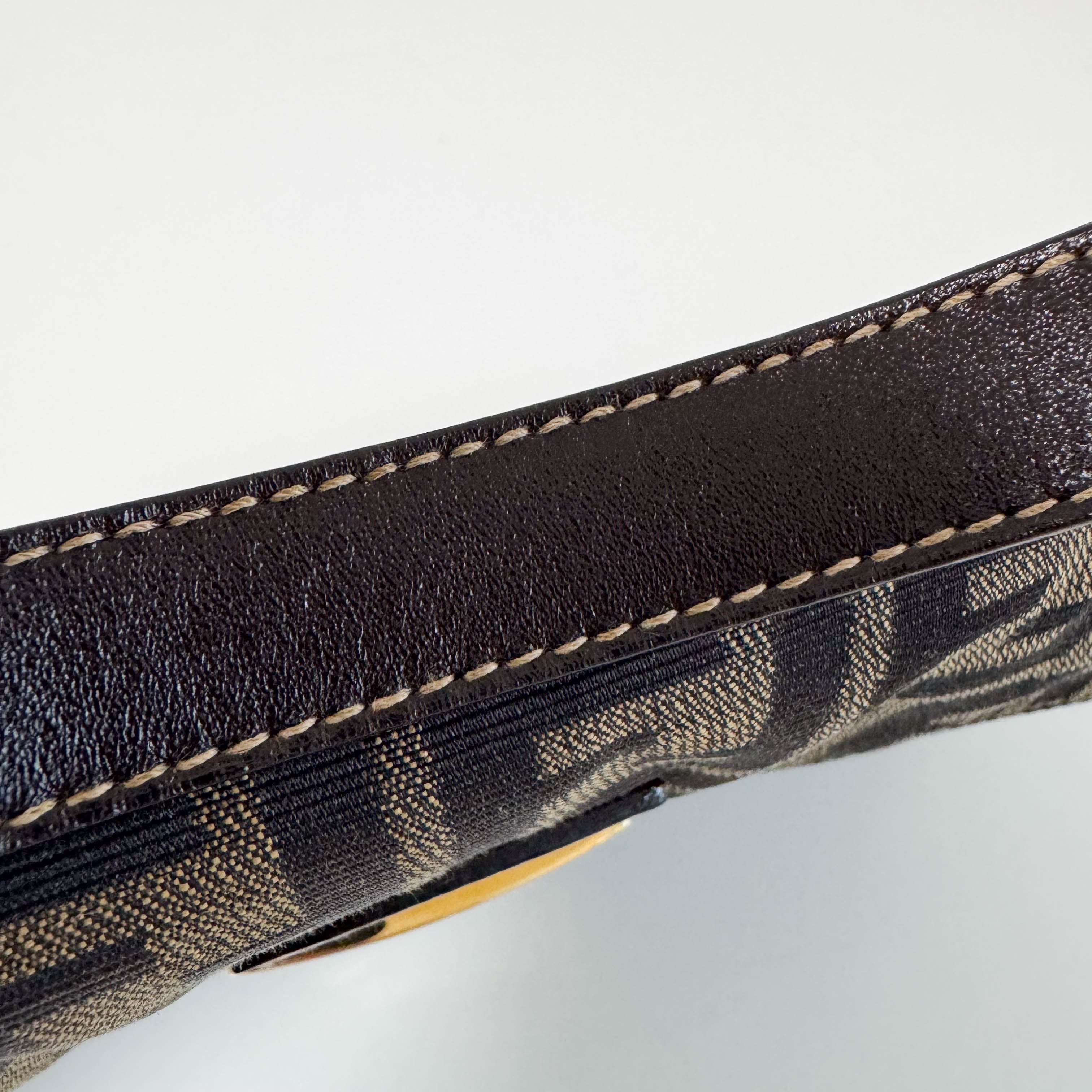 Baguette Zucca Brown Canvas with Gold Harware Shoulder Bag