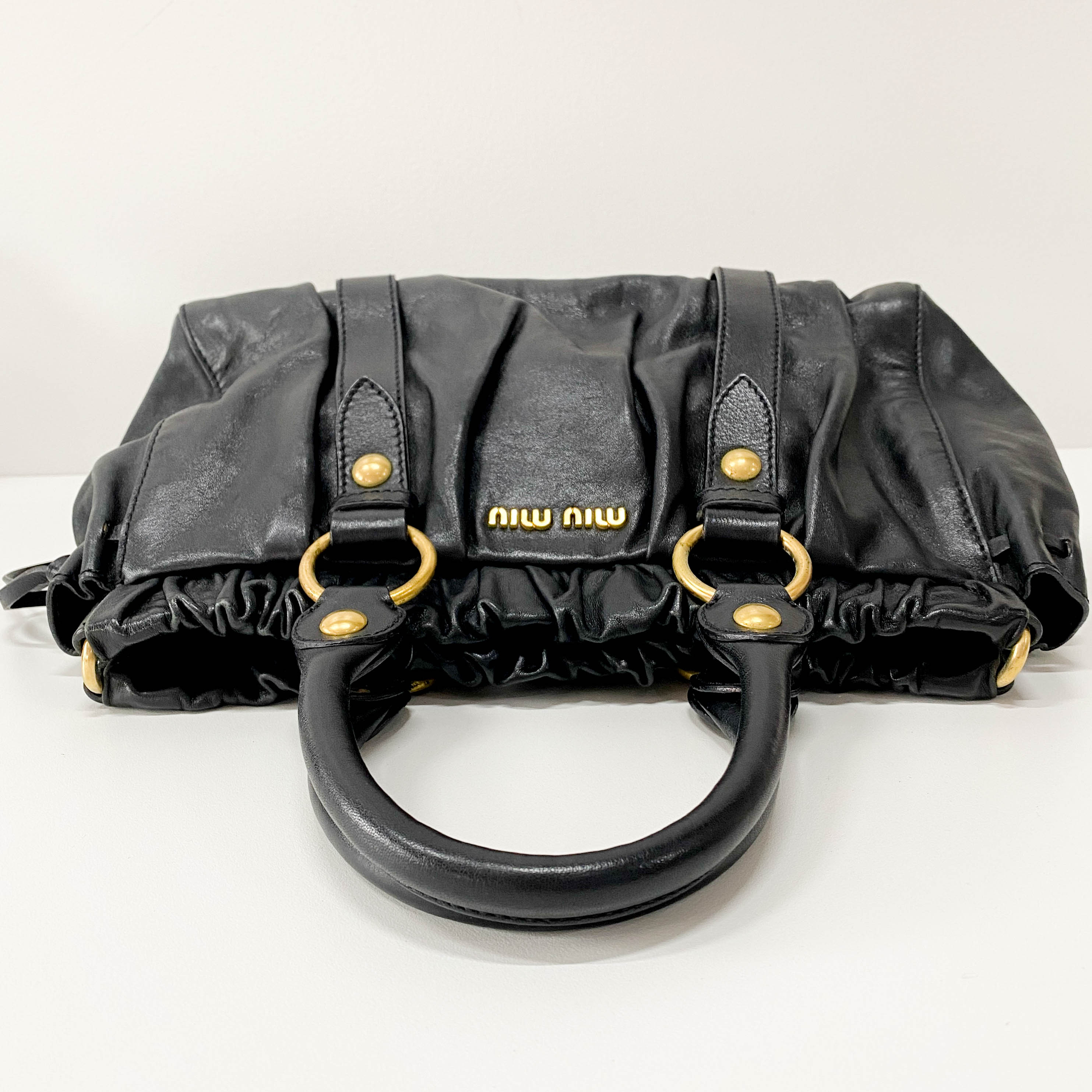 Vitello Black Leather Two Way Bag