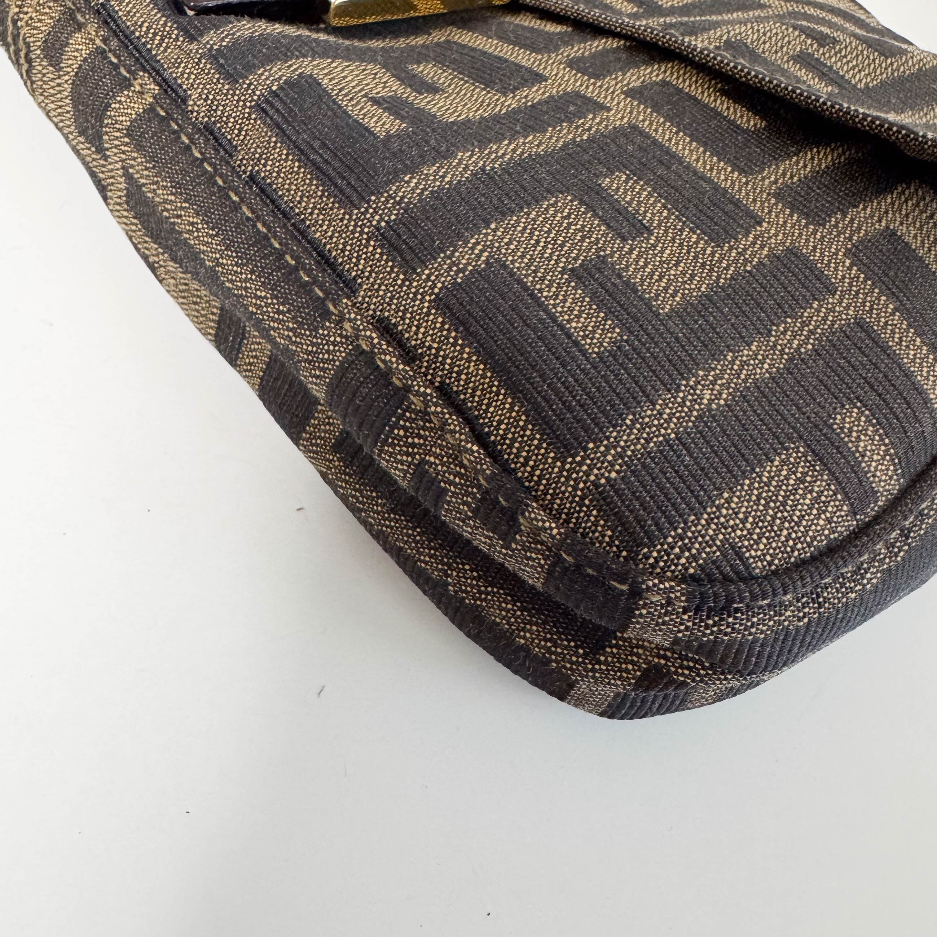 Baguette Zucca Brown Canvas with Gold Harware Shoulder Bag