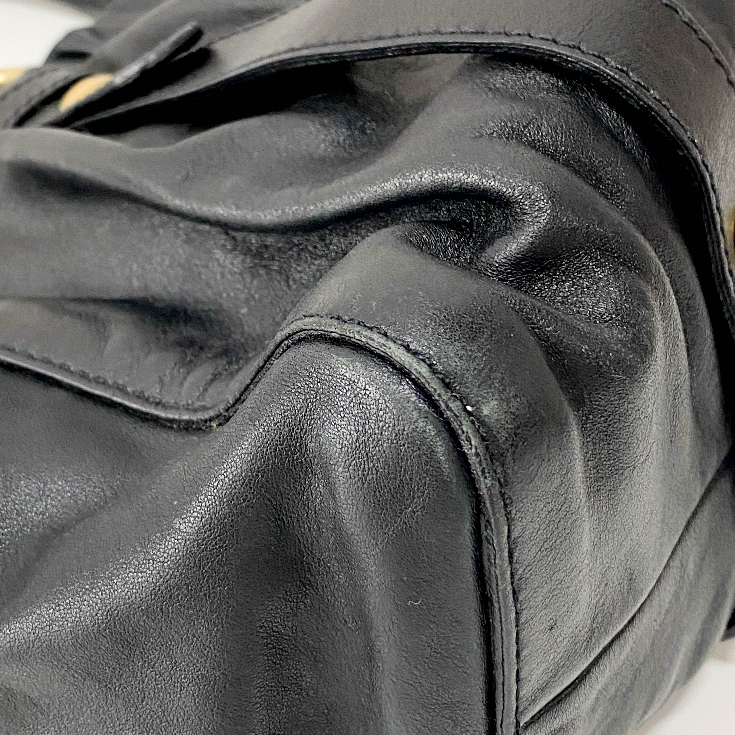 Vitello Black Leather Two Way Bag