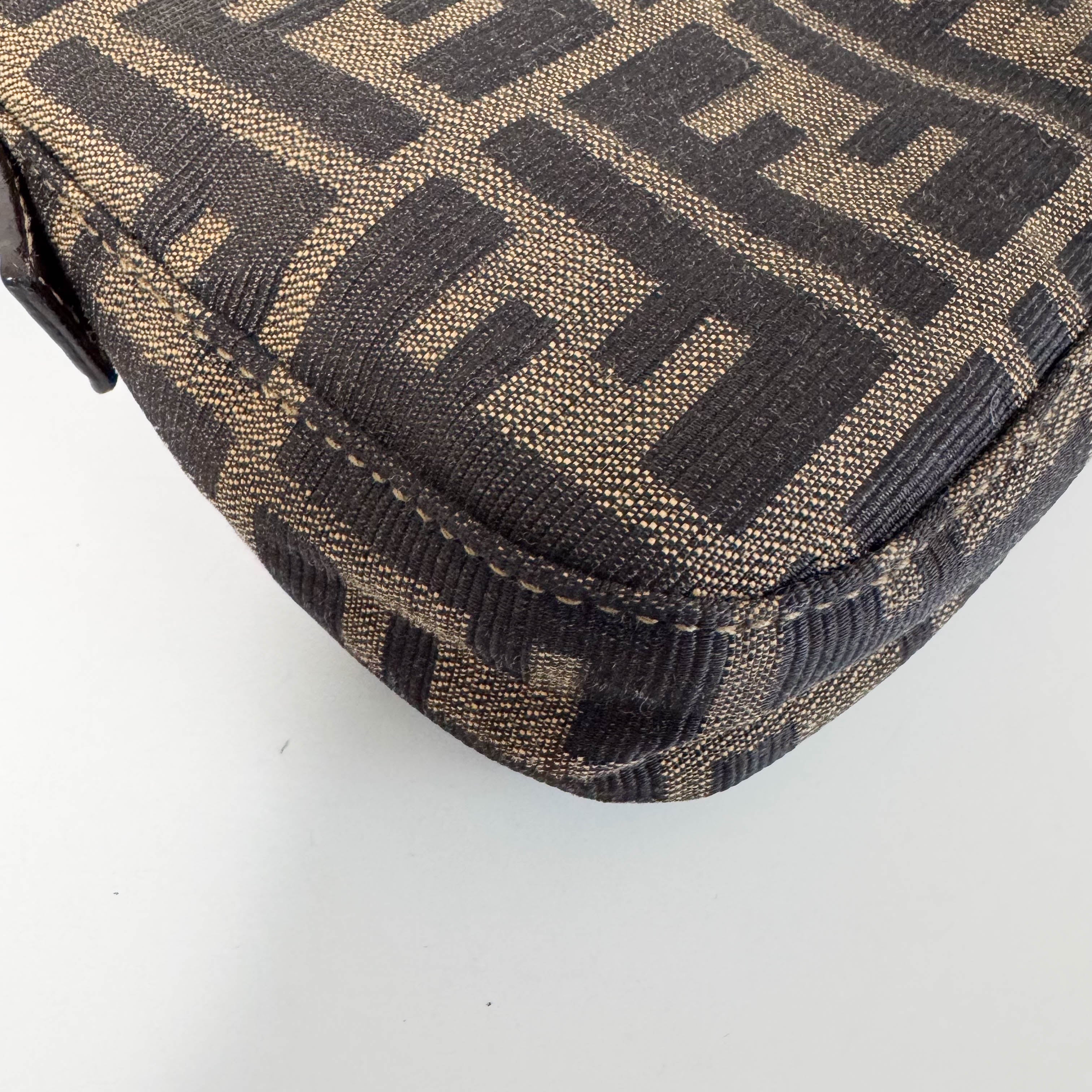 Baguette Zucca Brown Canvas with Gold Harware Shoulder Bag