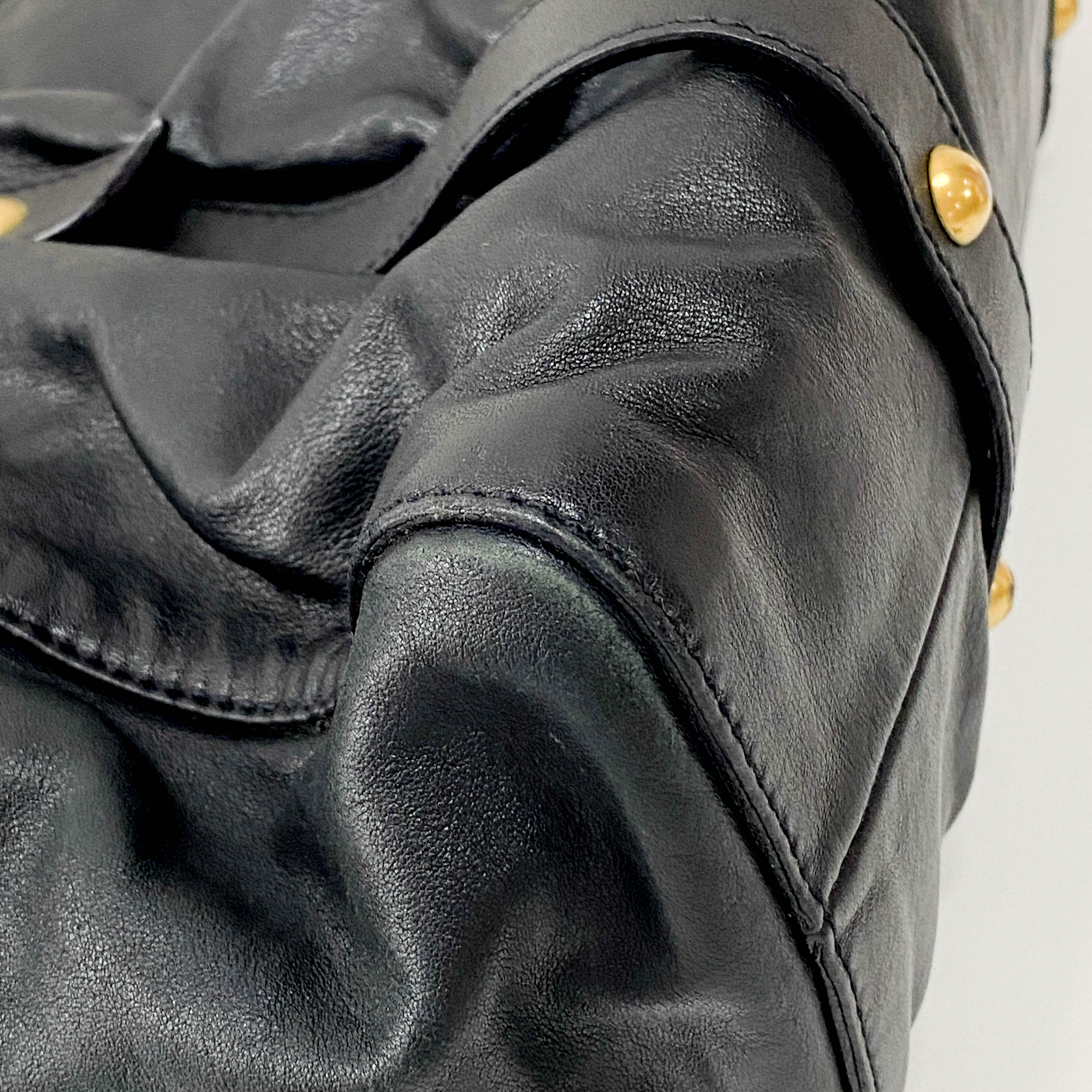 Vitello Black Leather Two Way Bag