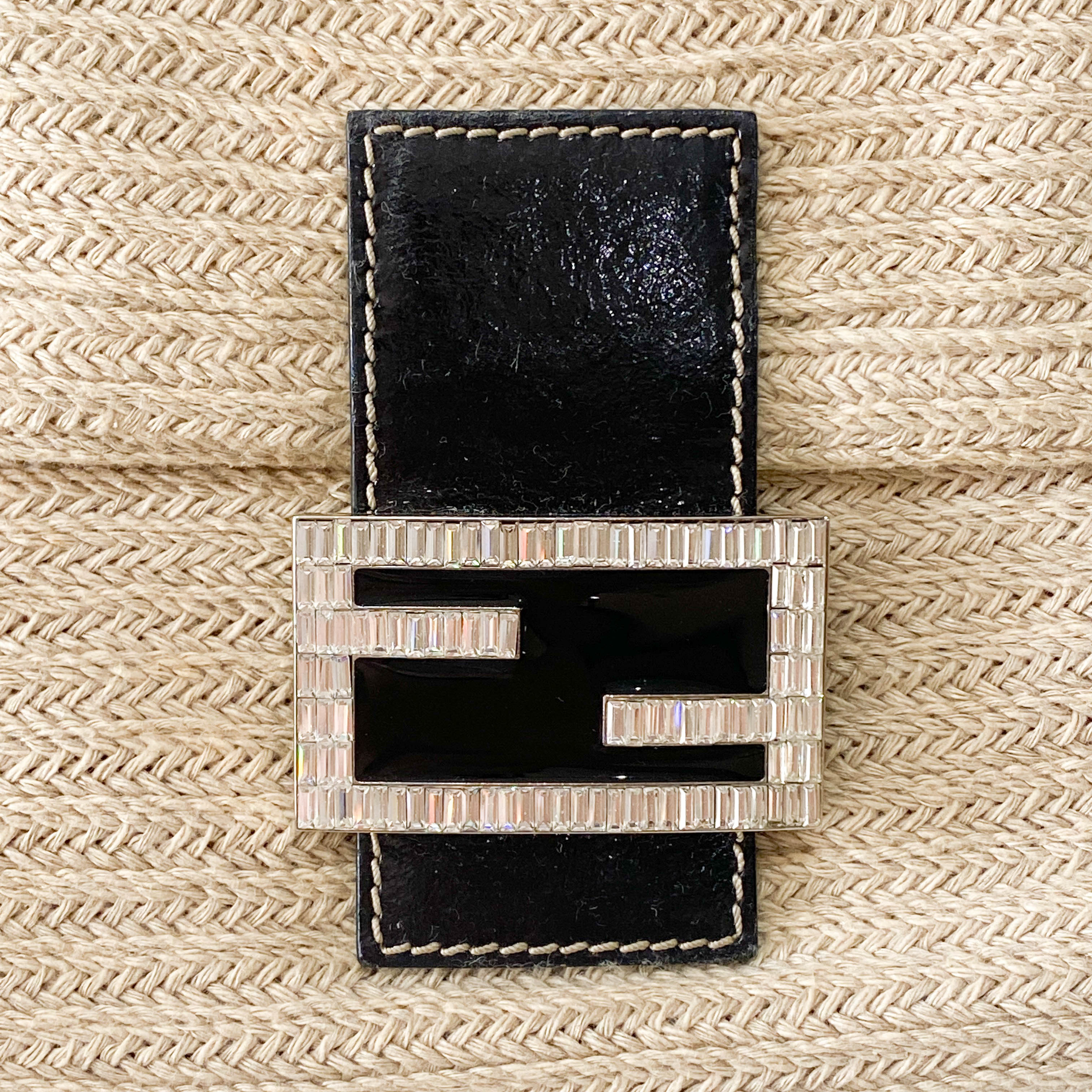 Baguette Beige Raffia Shoulder Bag