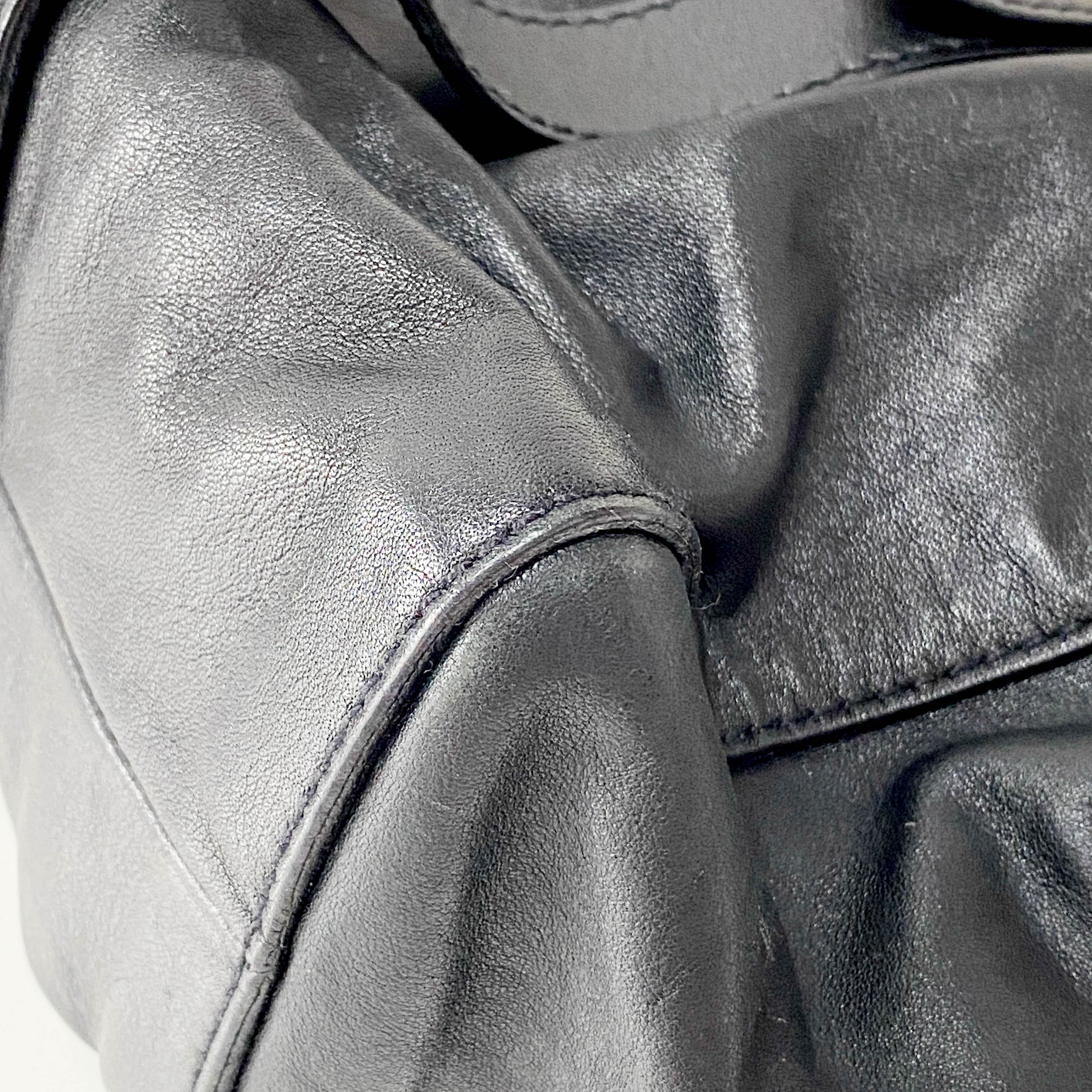 Vitello Black Leather Two Way Bag