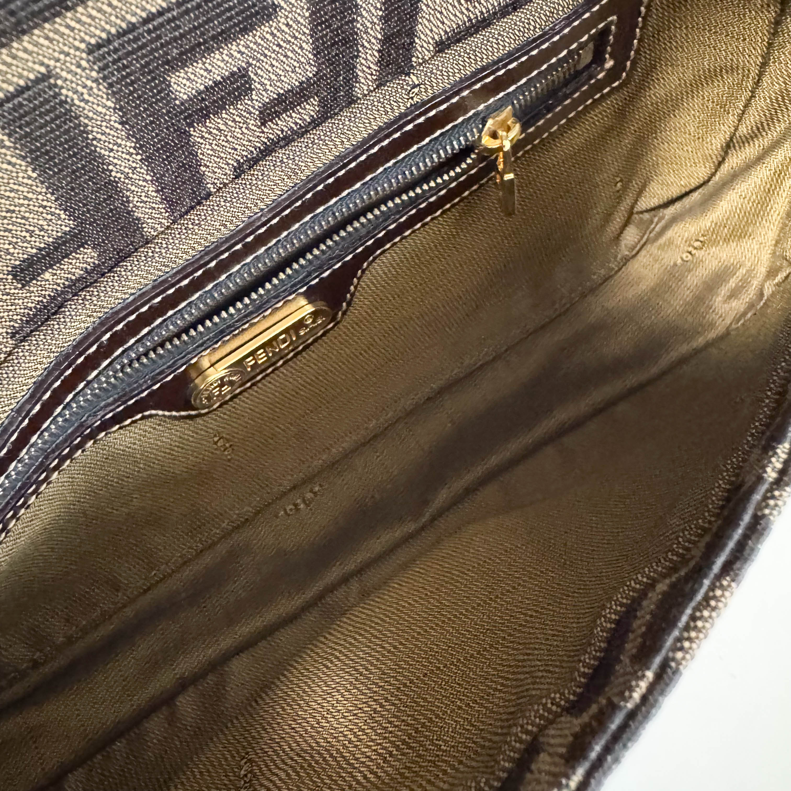 Baguette Zucca Brown Canvas with Gold Harware Shoulder Bag