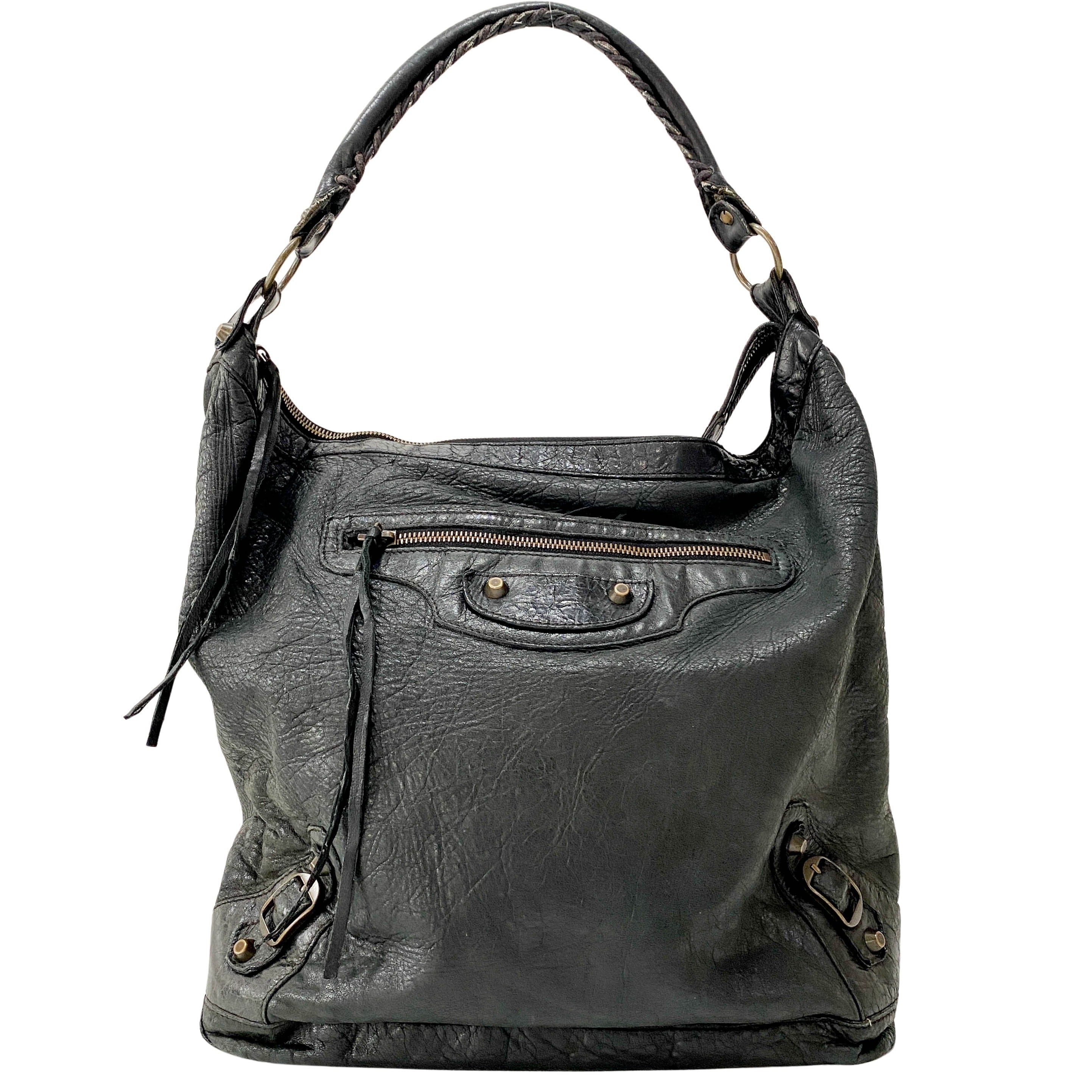 Work Black Leather Tote Bag