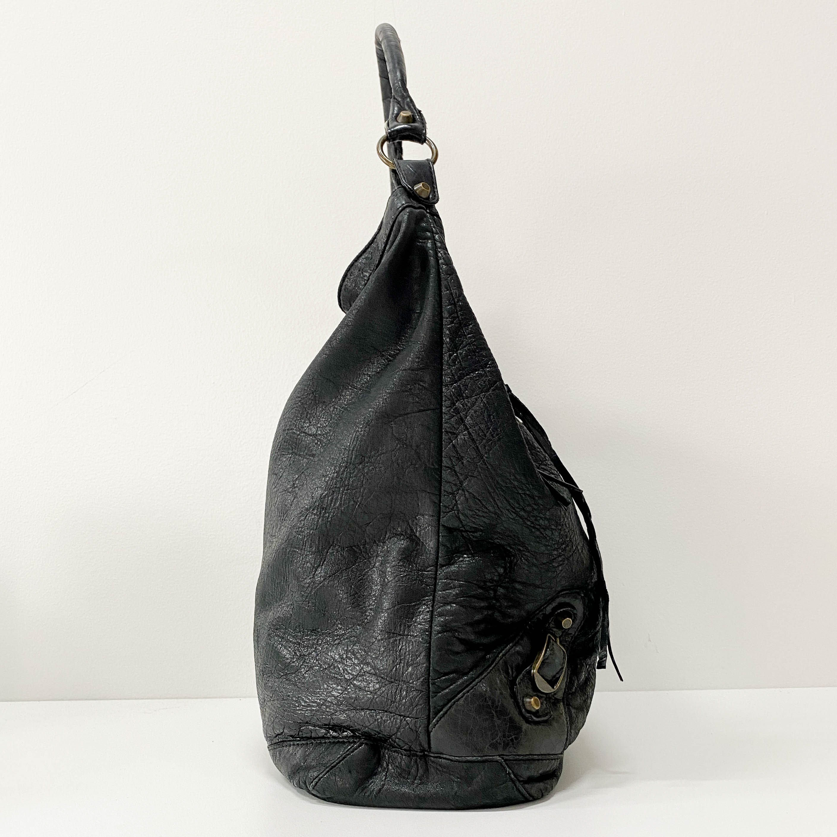 Work Black Leather Tote Bag