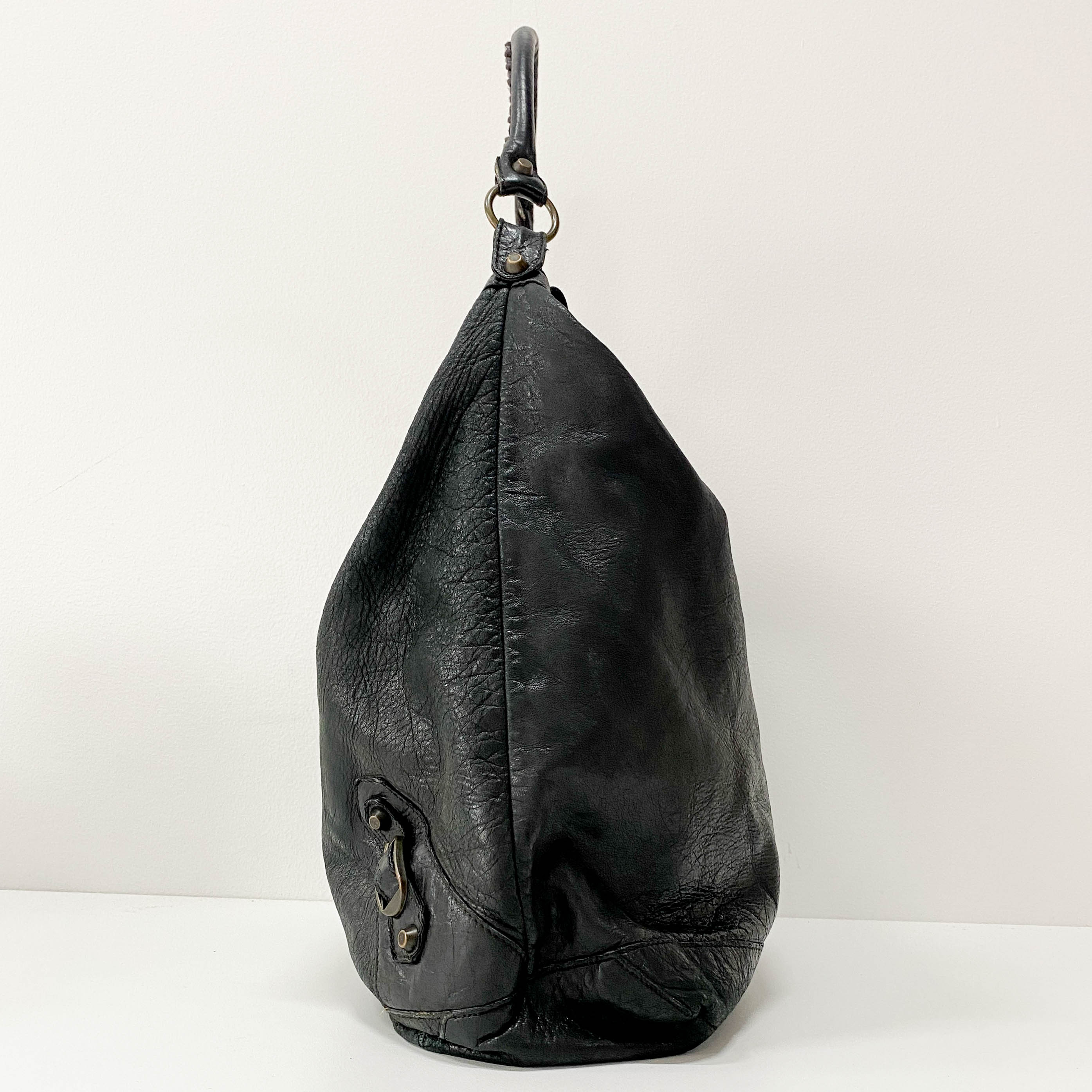 Work Black Leather Tote Bag