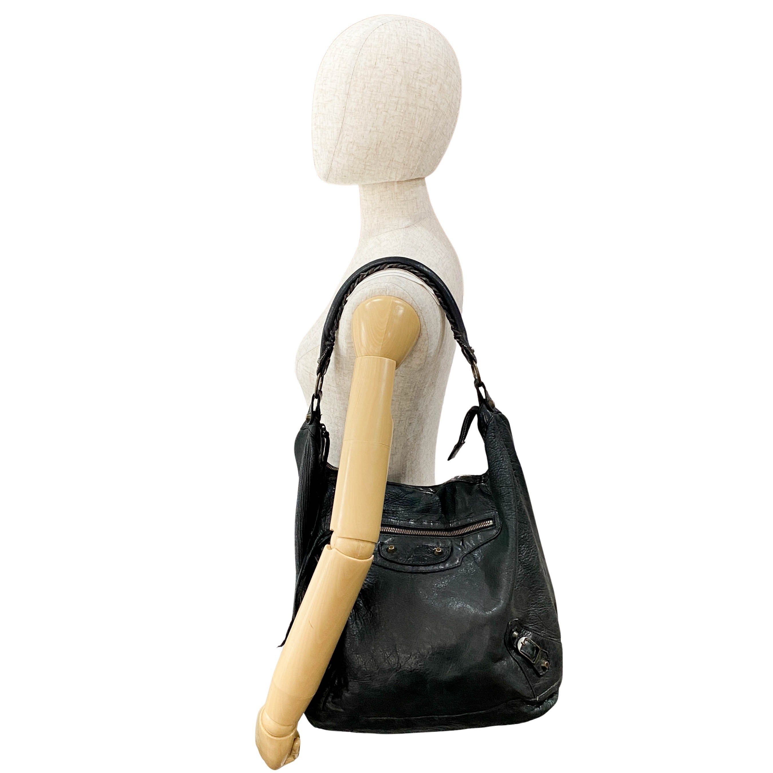Work Black Leather Tote Bag