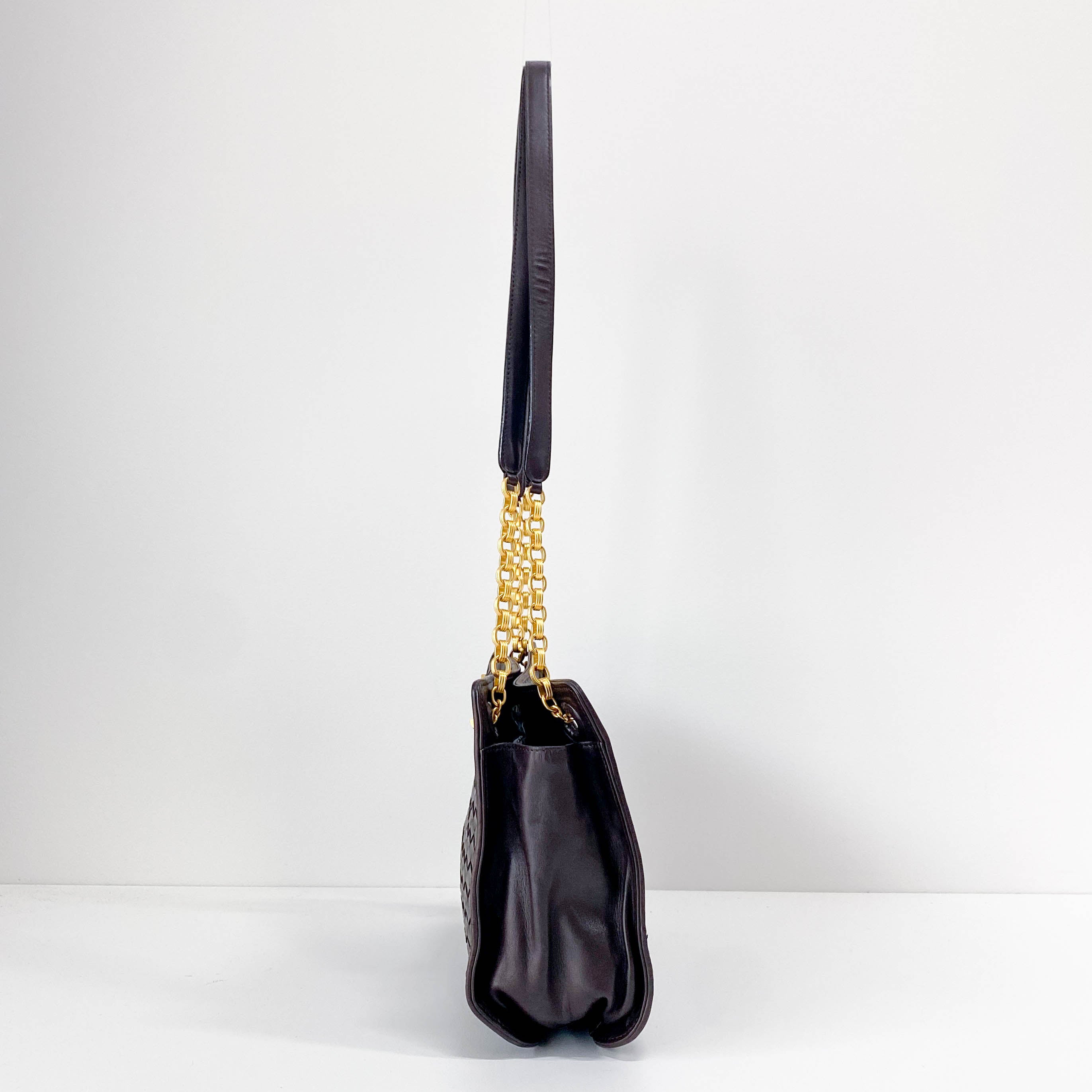 Brown Interciatto Leather Shoulder Bag