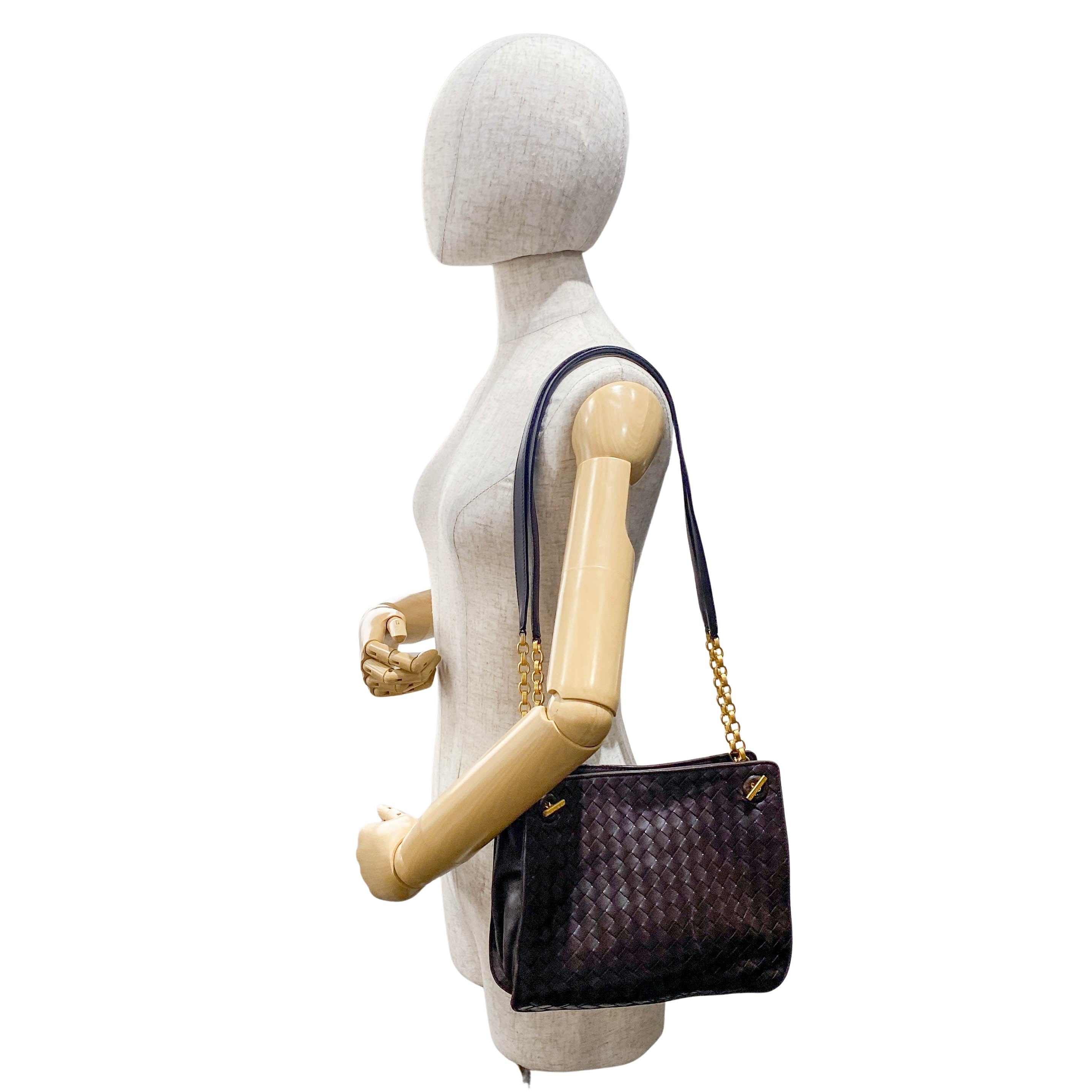 Brown Interciatto Leather Shoulder Bag