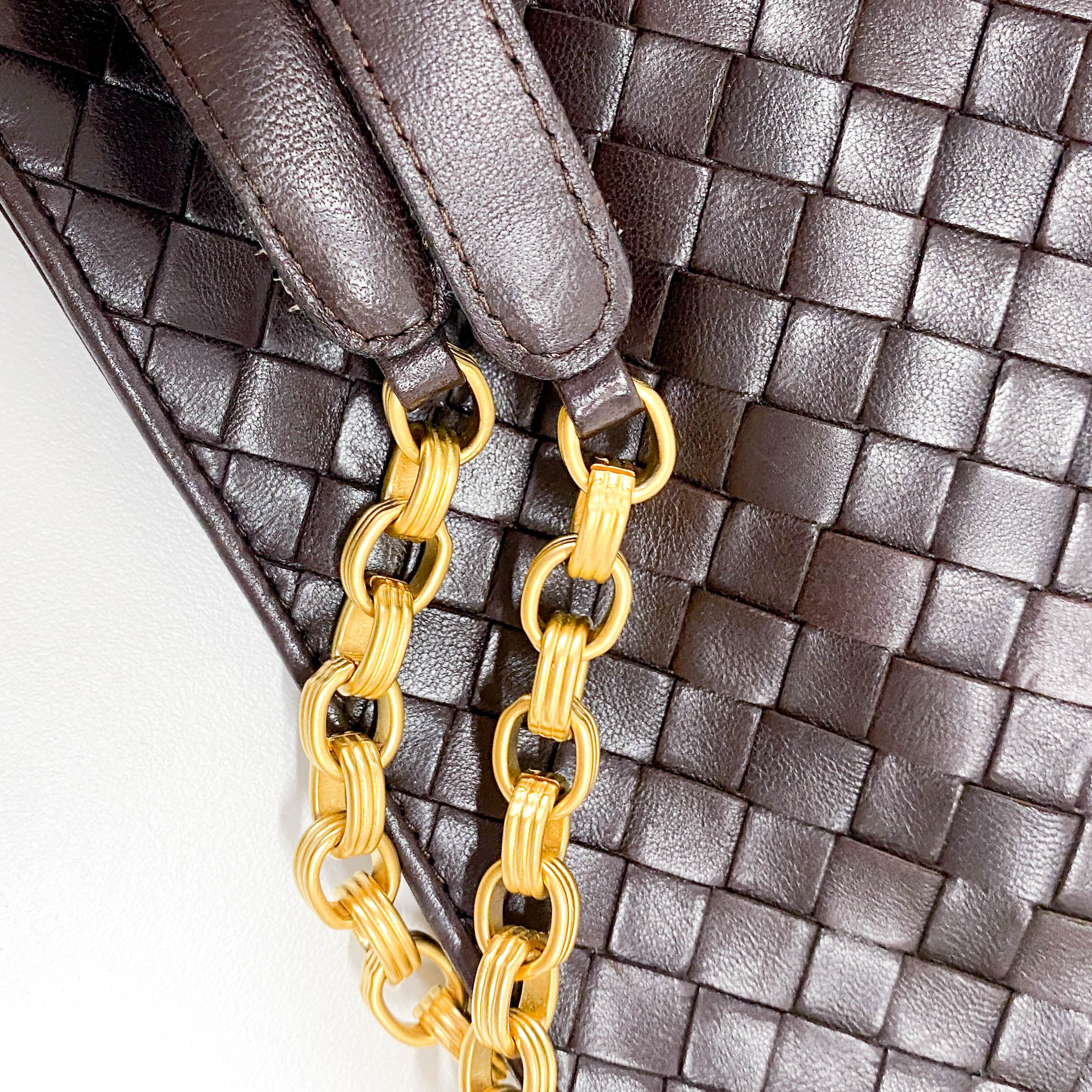 Brown Interciatto Leather Shoulder Bag