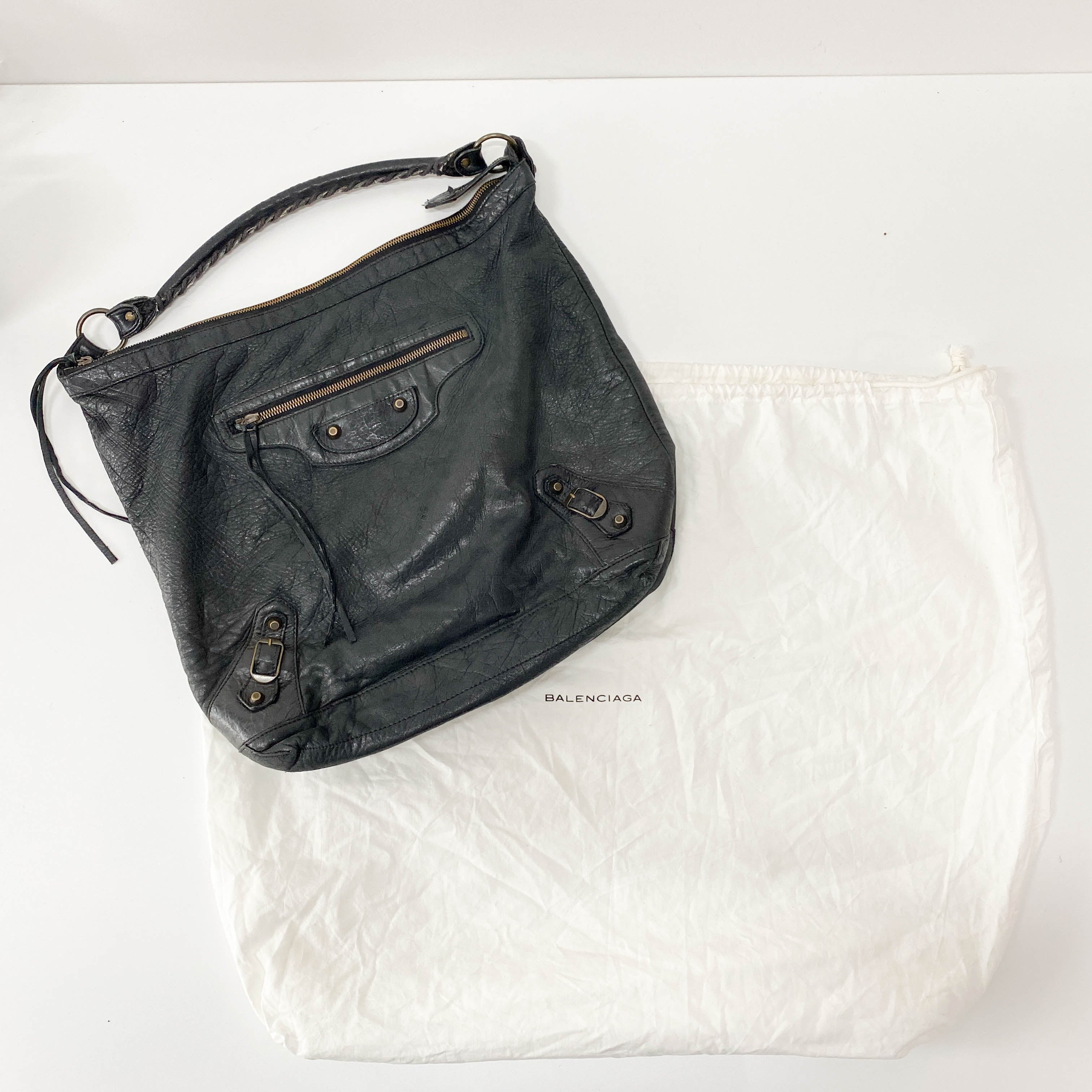 Work Black Leather Tote Bag