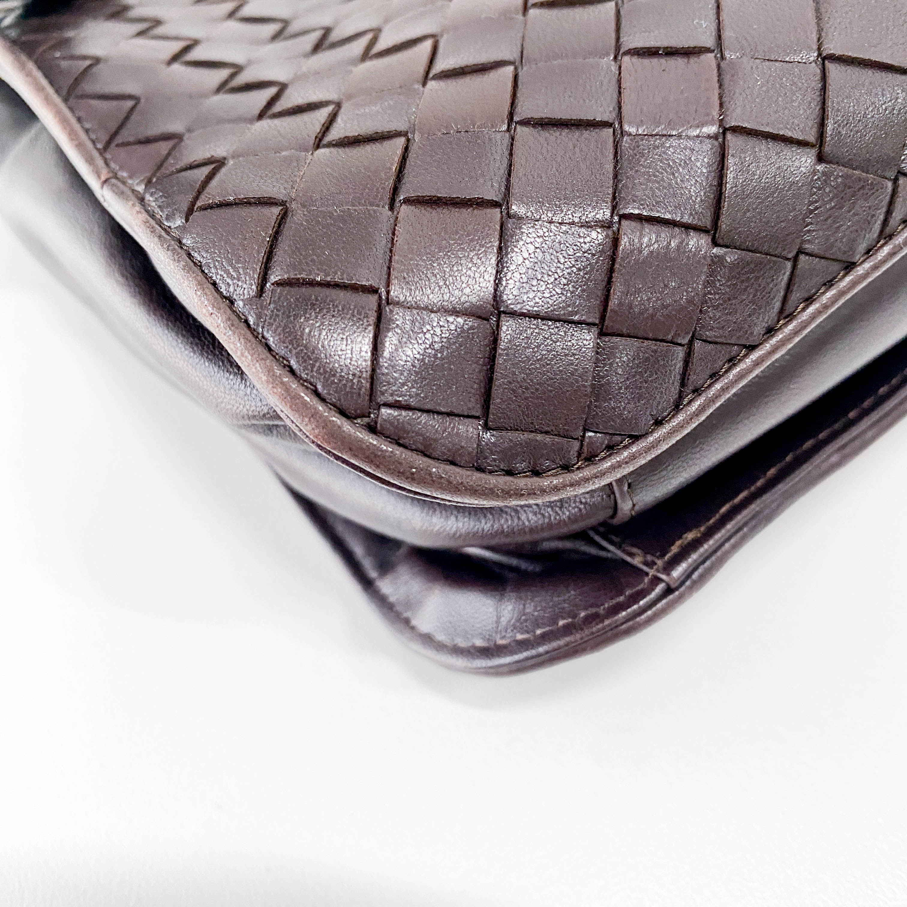 Brown Interciatto Leather Shoulder Bag