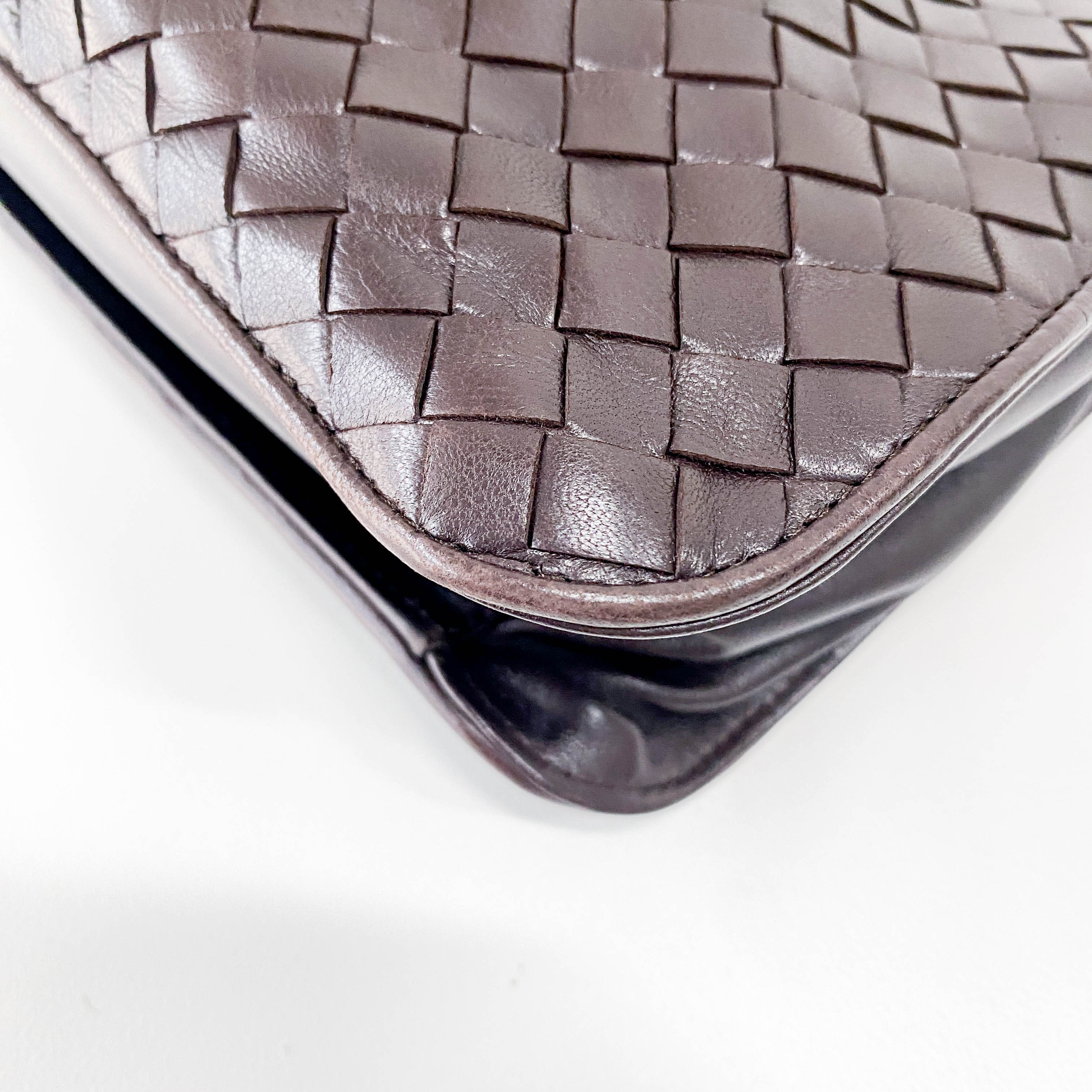 Brown Interciatto Leather Shoulder Bag