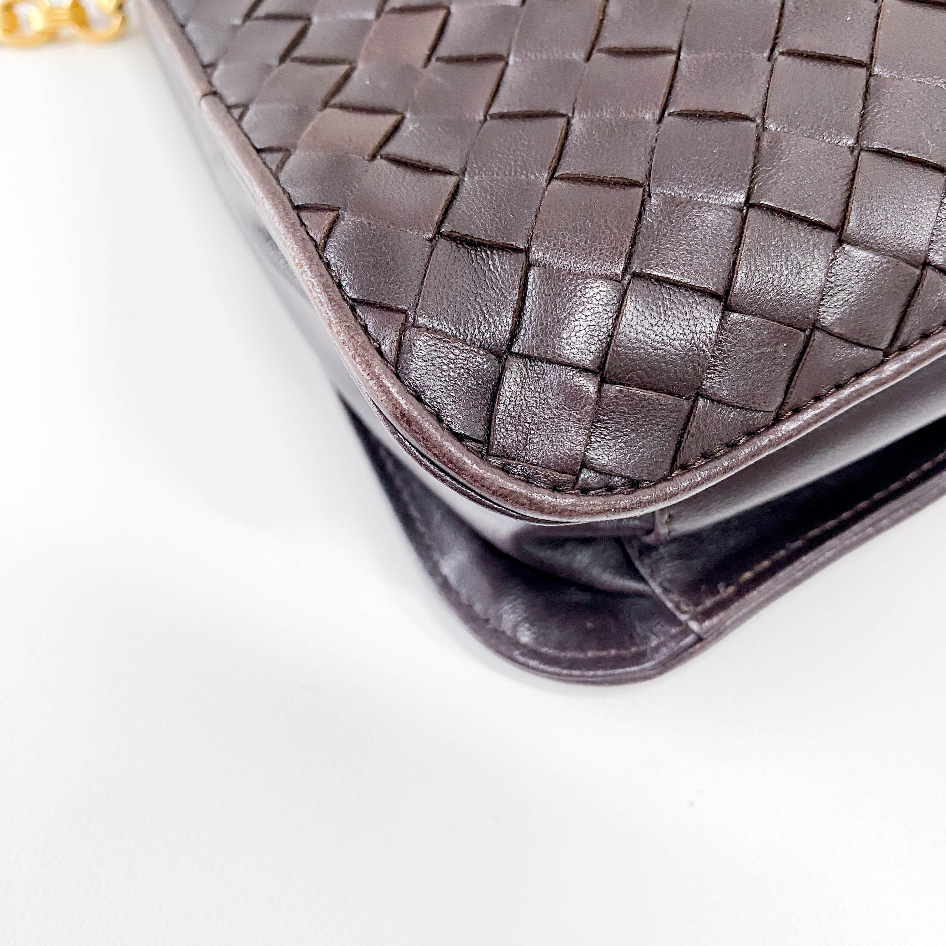 Brown Interciatto Leather Shoulder Bag