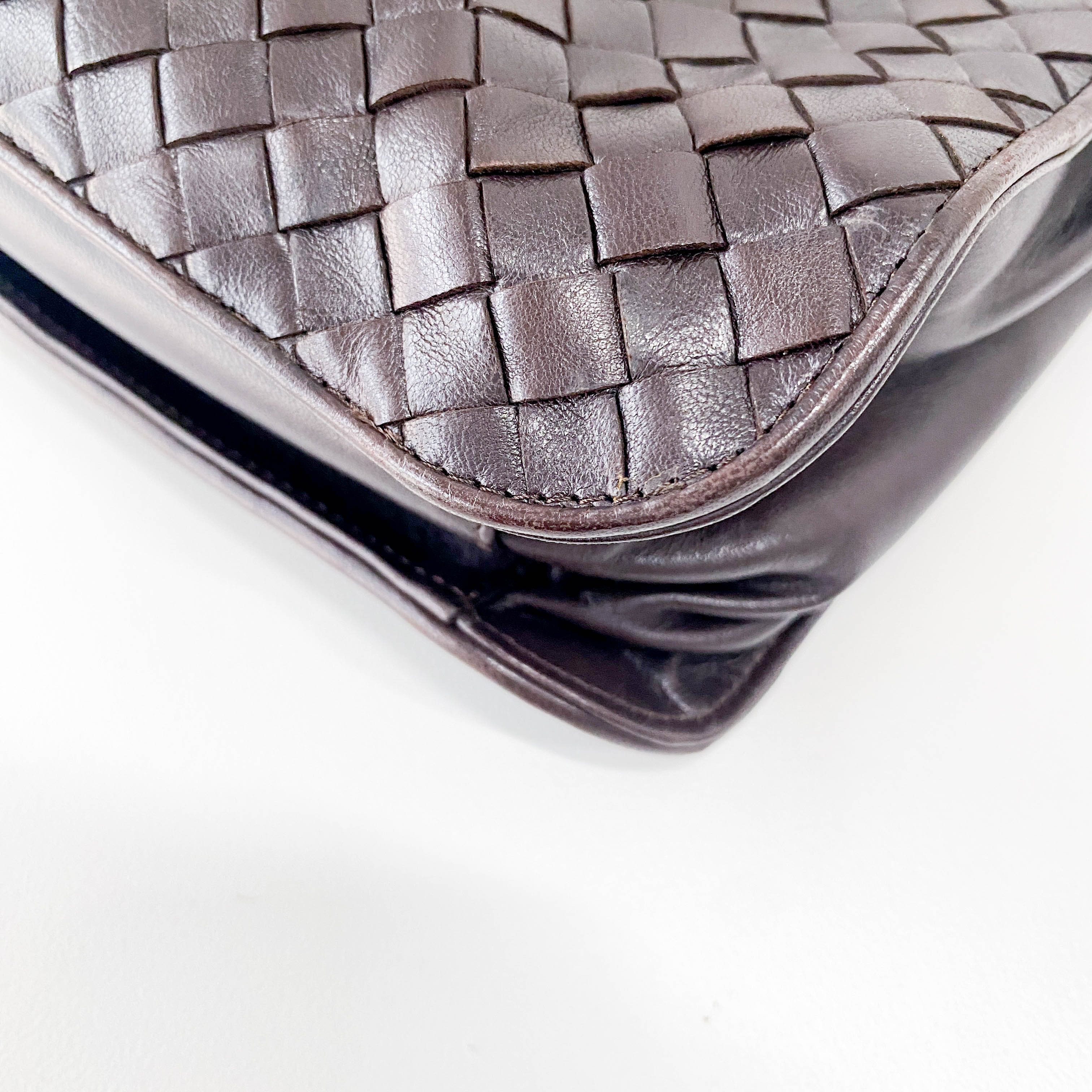 Brown Interciatto Leather Shoulder Bag