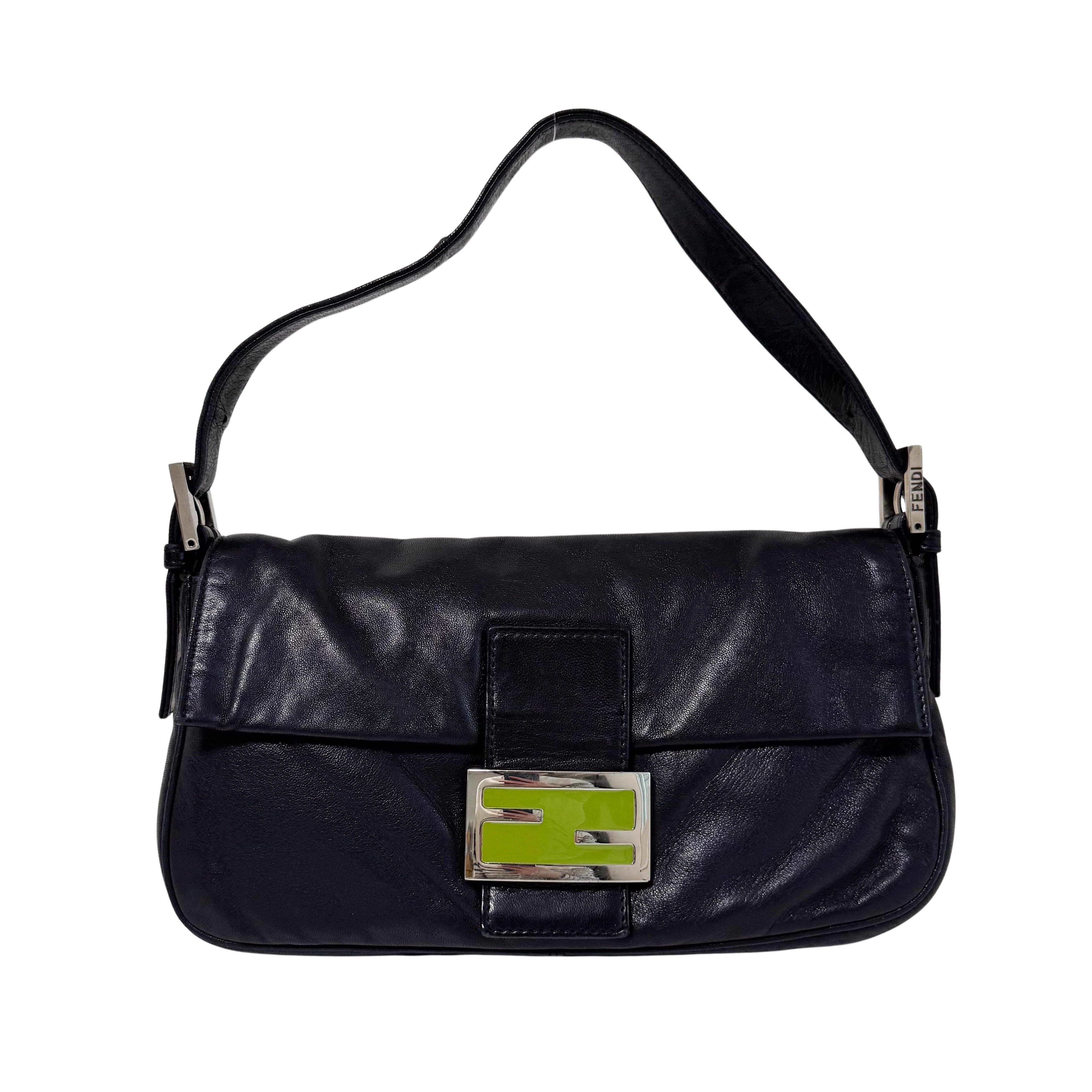 Baguette Black Nappa Leather Shoulder Bag