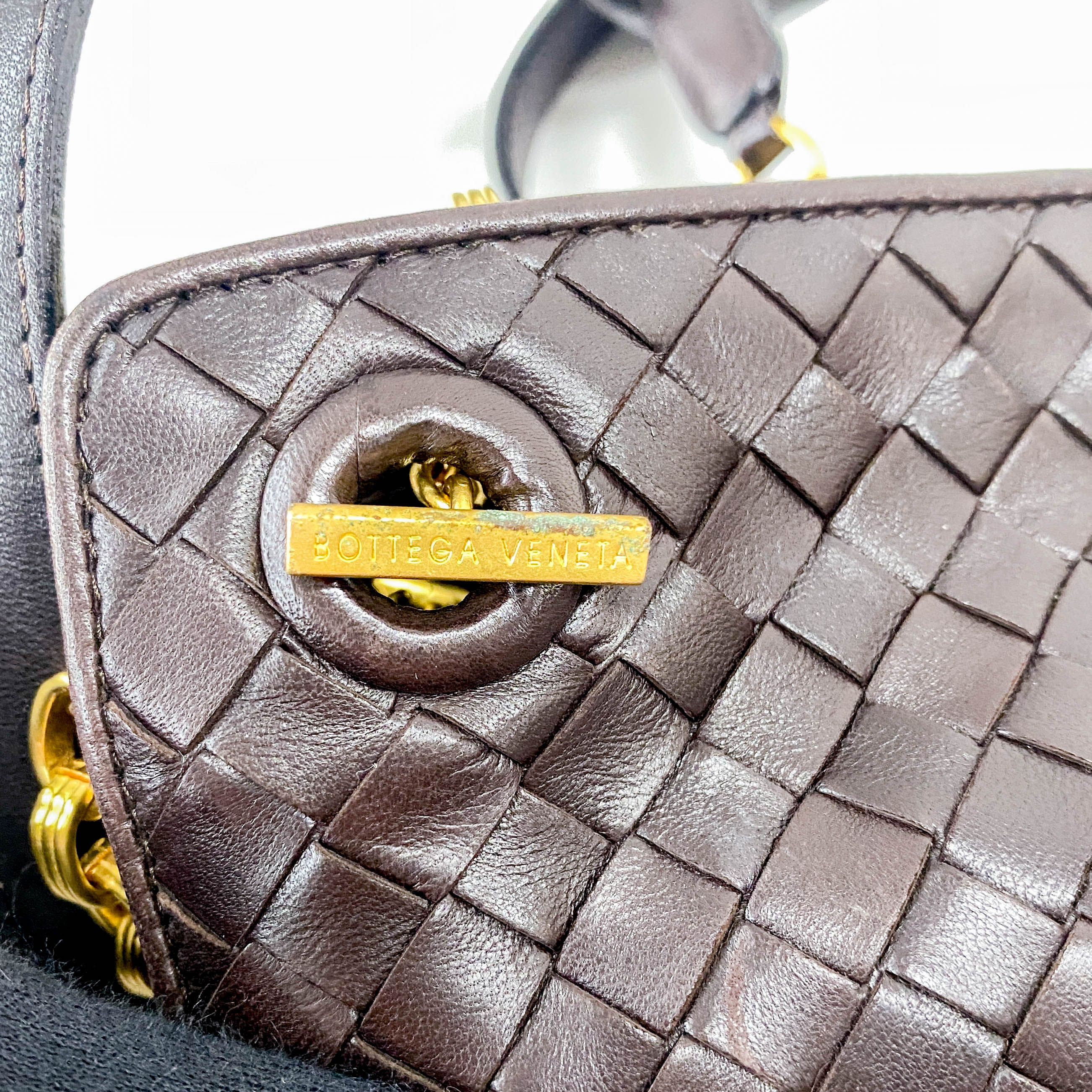 Brown Interciatto Leather Shoulder Bag