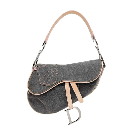 Saddle Grey Denim Shoulder Bag