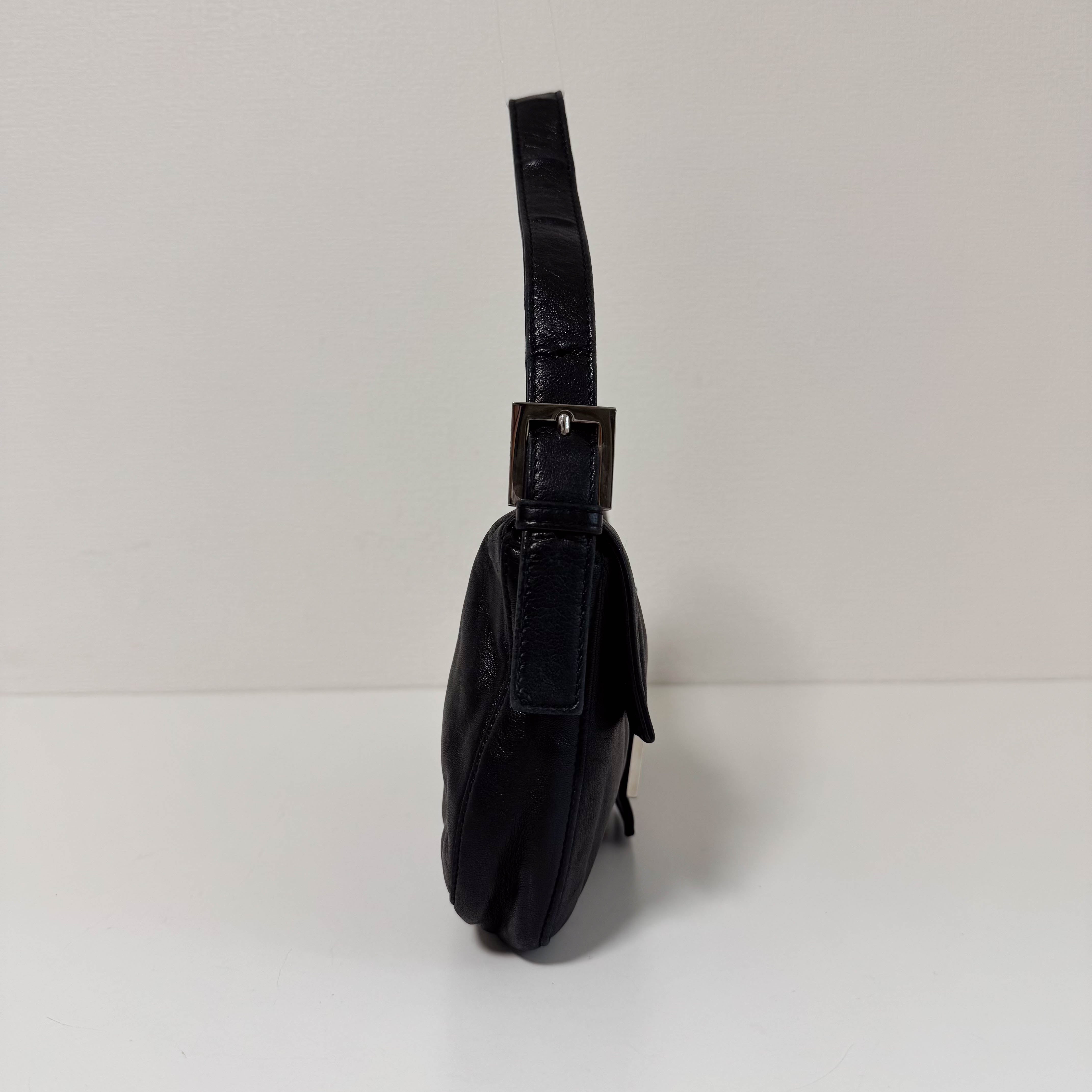 Baguette Black Nappa Leather Shoulder Bag