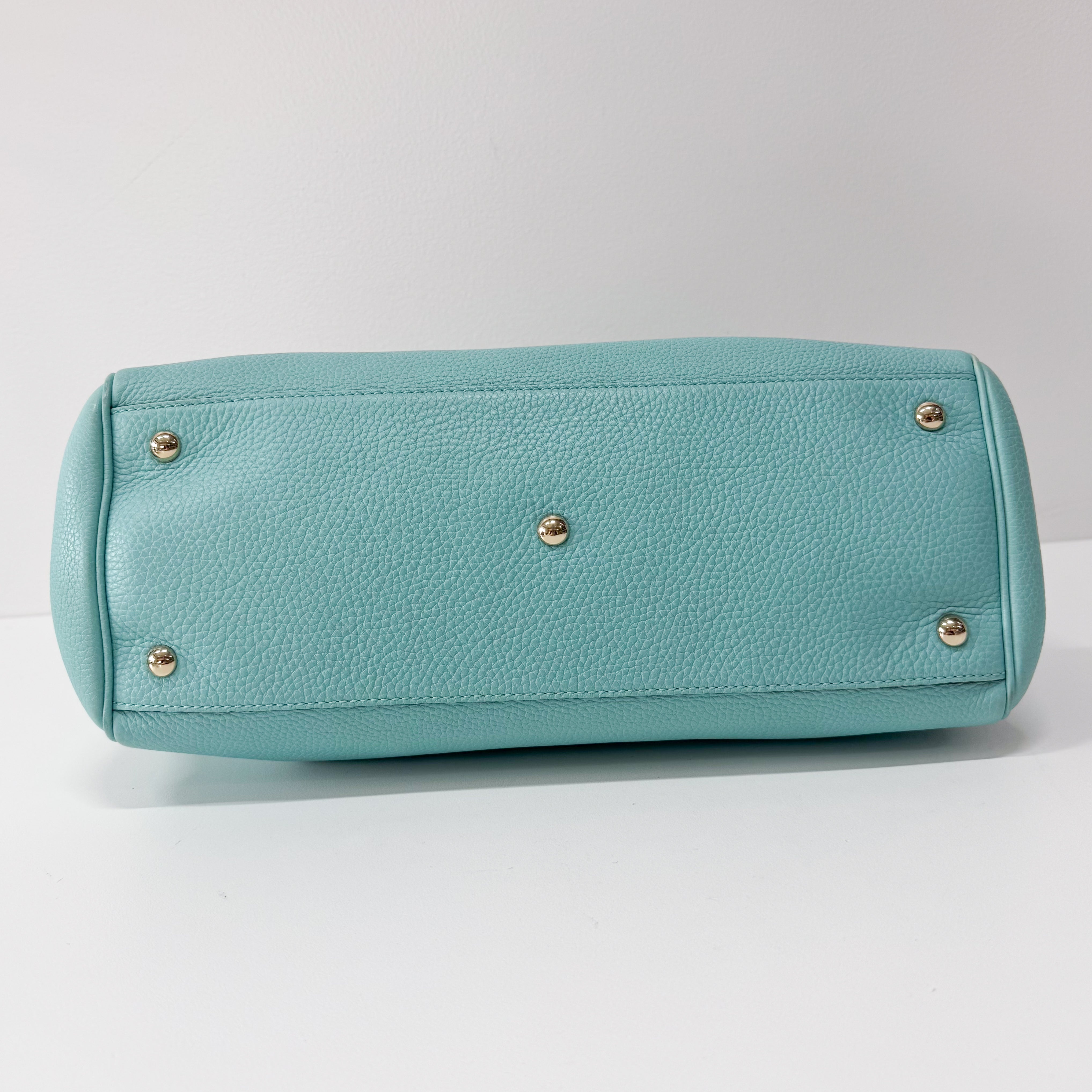 Bamboo Blue Leather Shopper Hand Bag