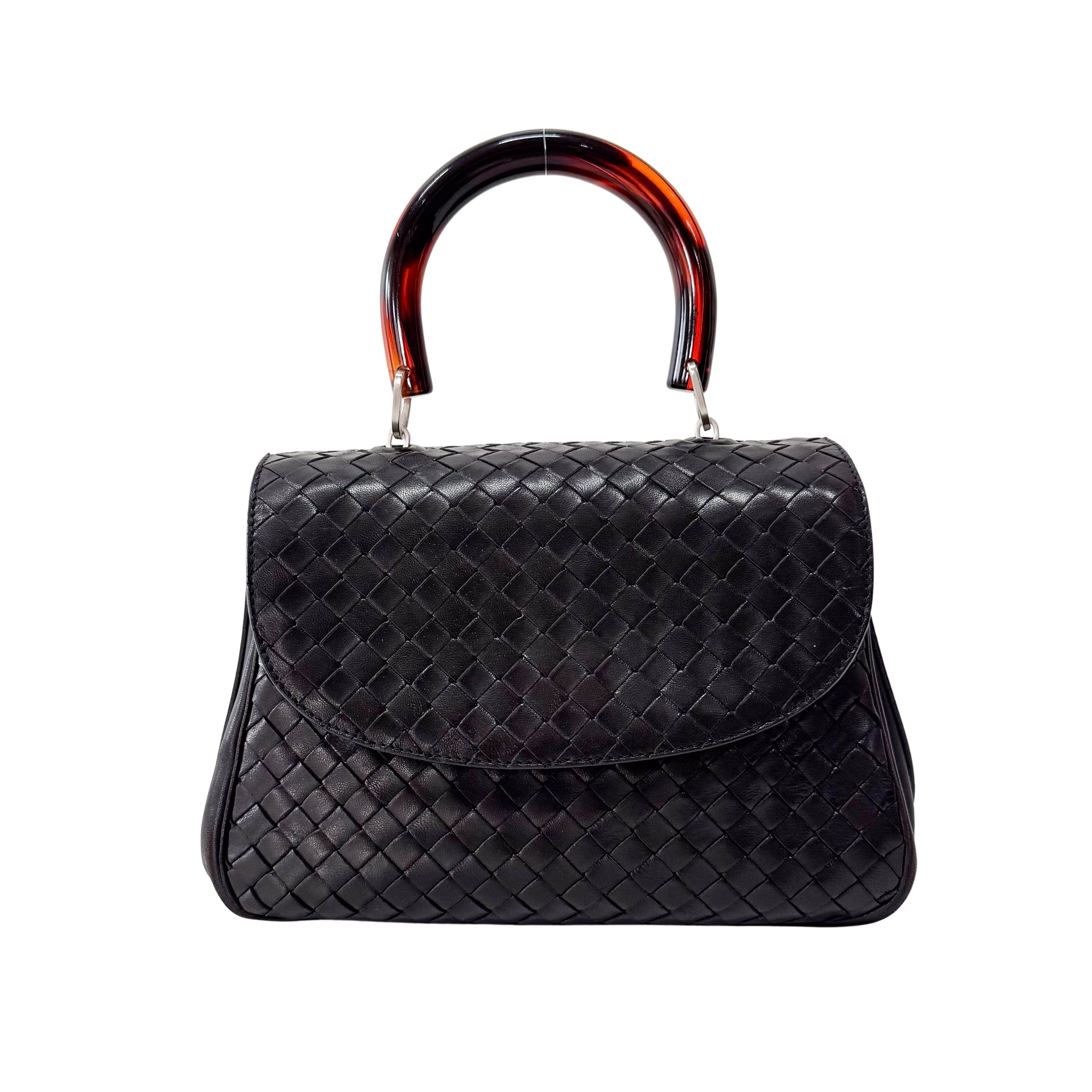Intrecciato Mini Black Leather Bag