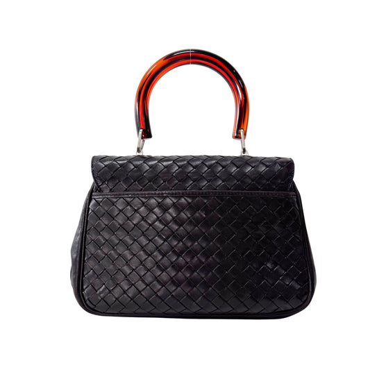 Intrecciato Mini Black Leather Bag