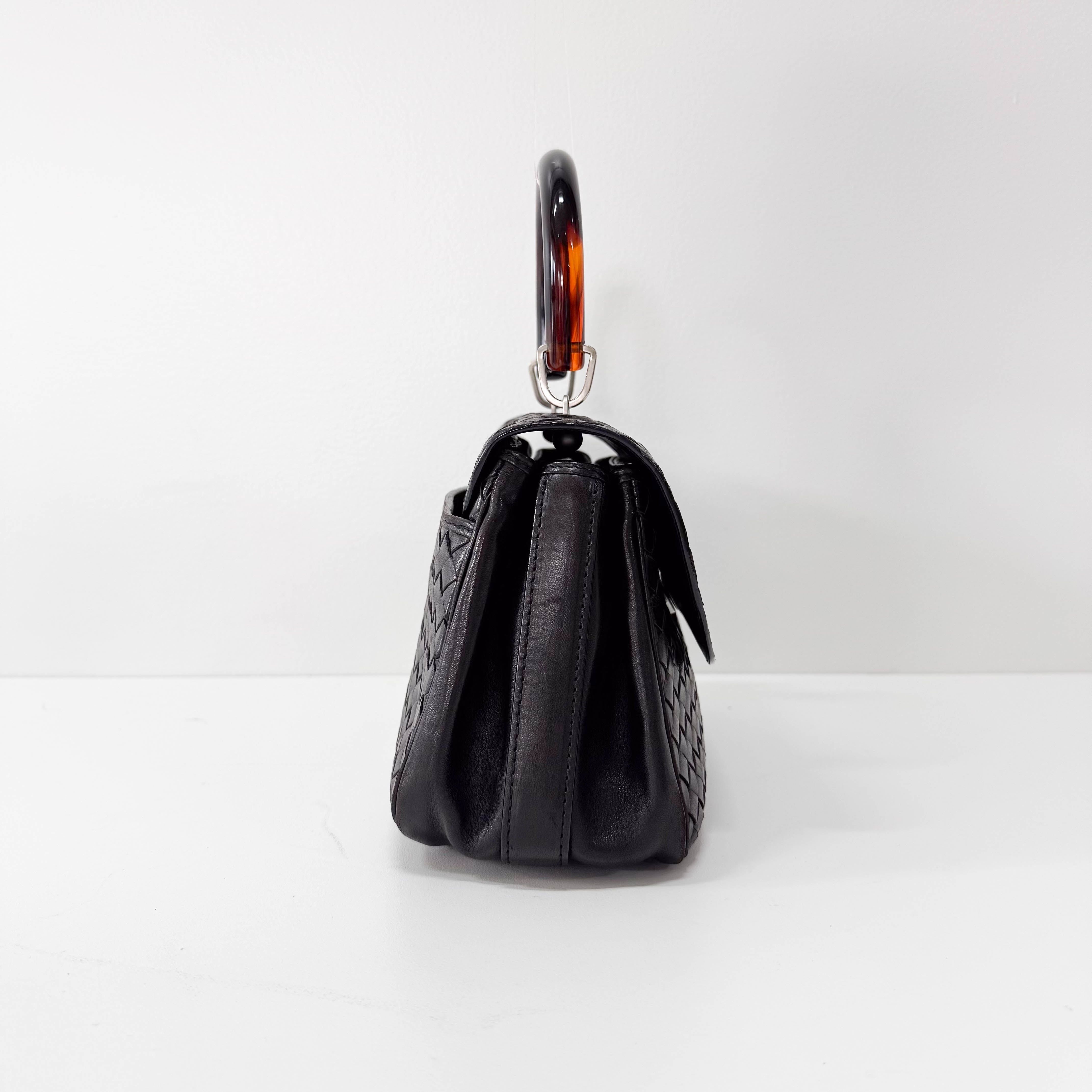 Intrecciato Mini Black Leather Bag