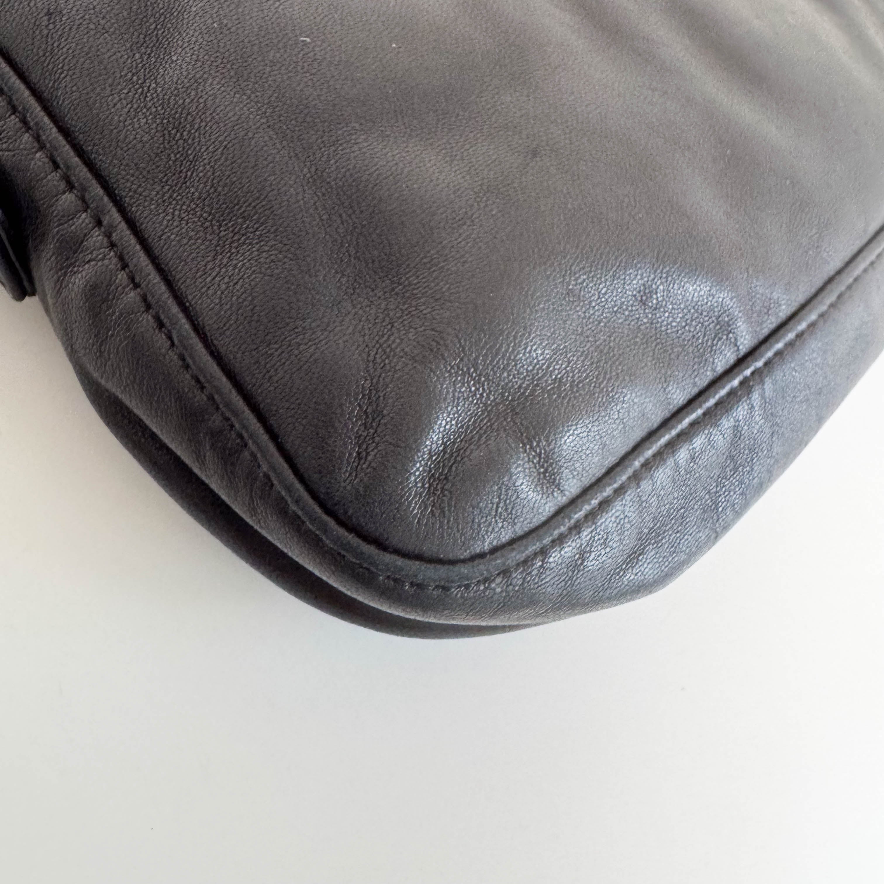 Baguette Black Nappa Leather Shoulder Bag